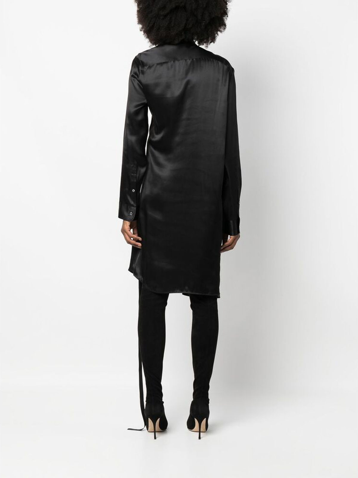 Shop Ann Demeulemeester Black Asymmetric Shirt Dress