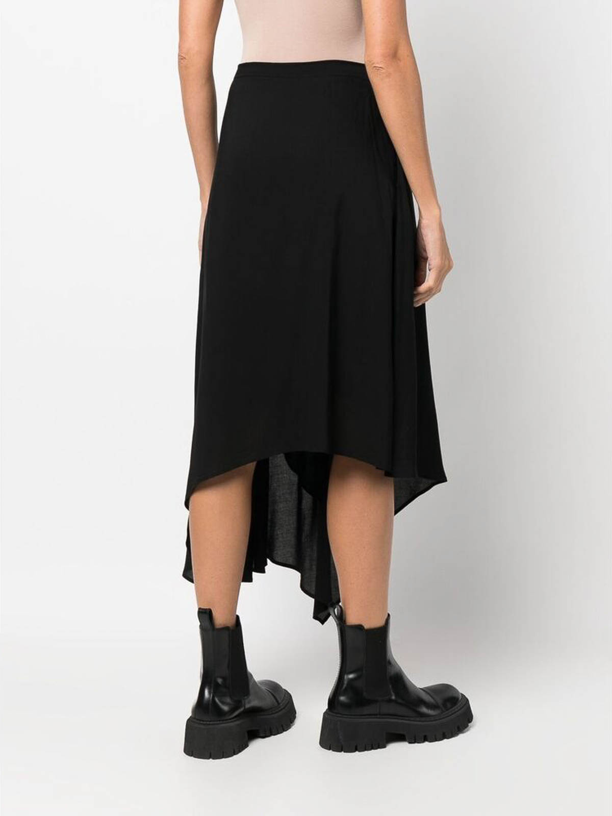 Shop Ann Demeulemeester Black Asymmetric Midi Skirt