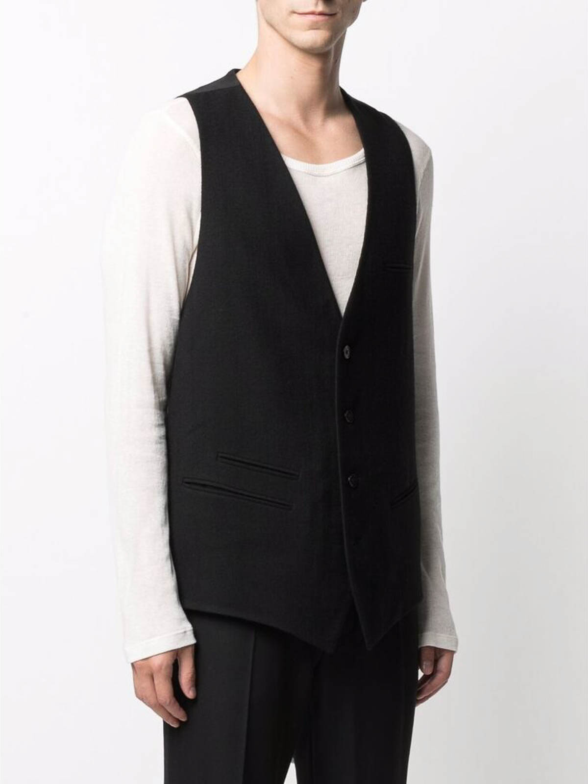 Shop Ann Demeulemeester Black Oversize Waistcoat