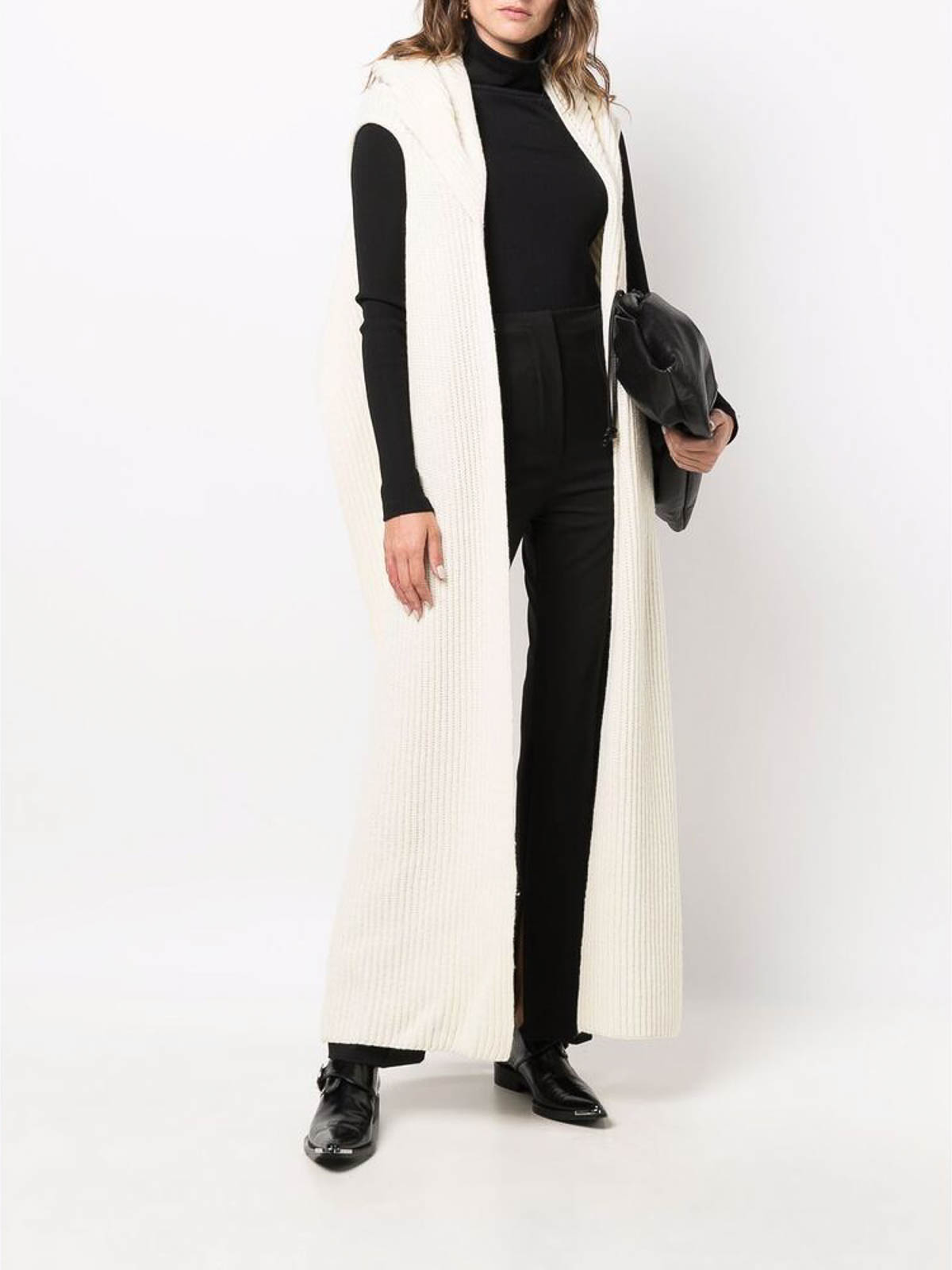 Shop Ann Demeulemeester Off-white Open Sleeveless Cardi-coat