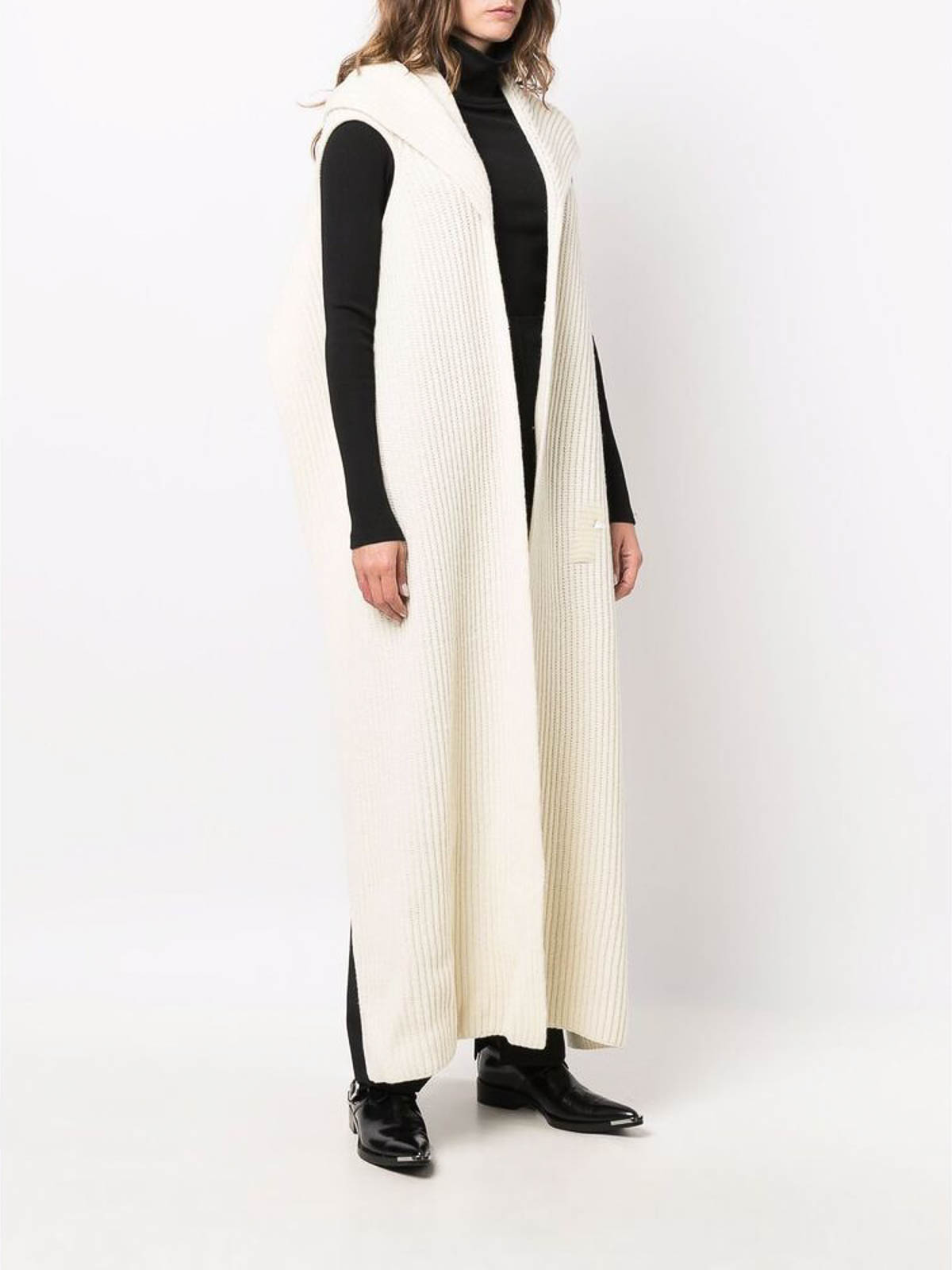 Shop Ann Demeulemeester Off-white Open Sleeveless Cardi-coat