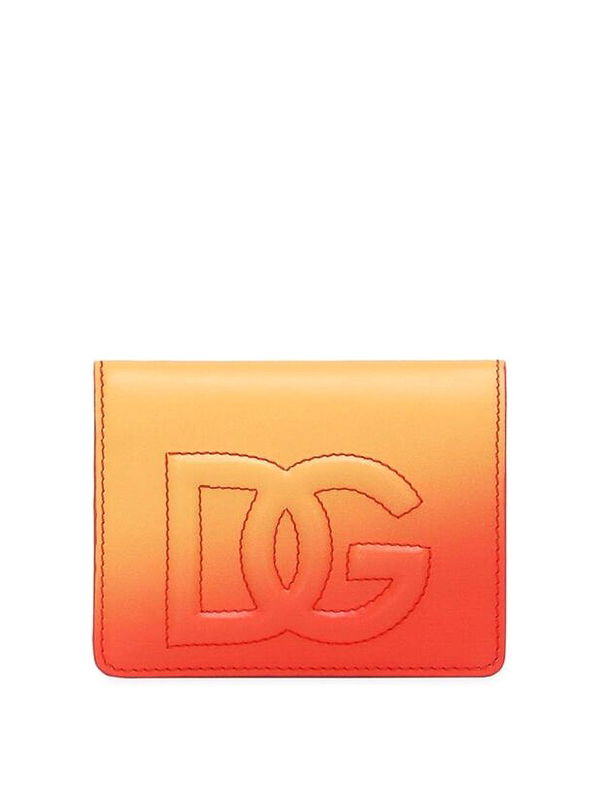 Dolce & Gabbana Logo-embroidered Ombré-effect Wallet In Orange