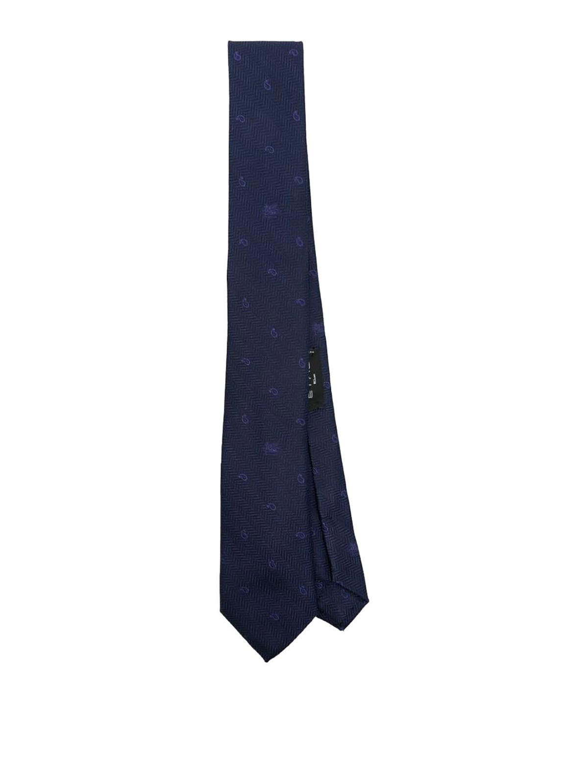 Shop Etro Navy Paisley Pattern Tie In Blue