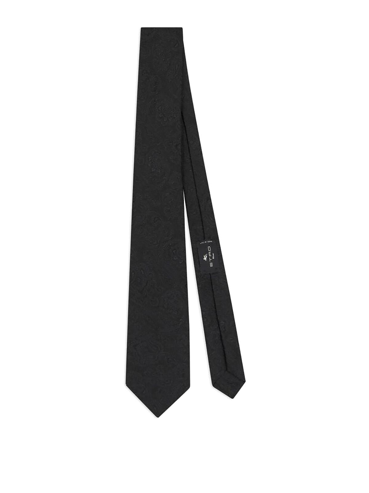 Etro Paisley-print Metallic-effect Tie In Black