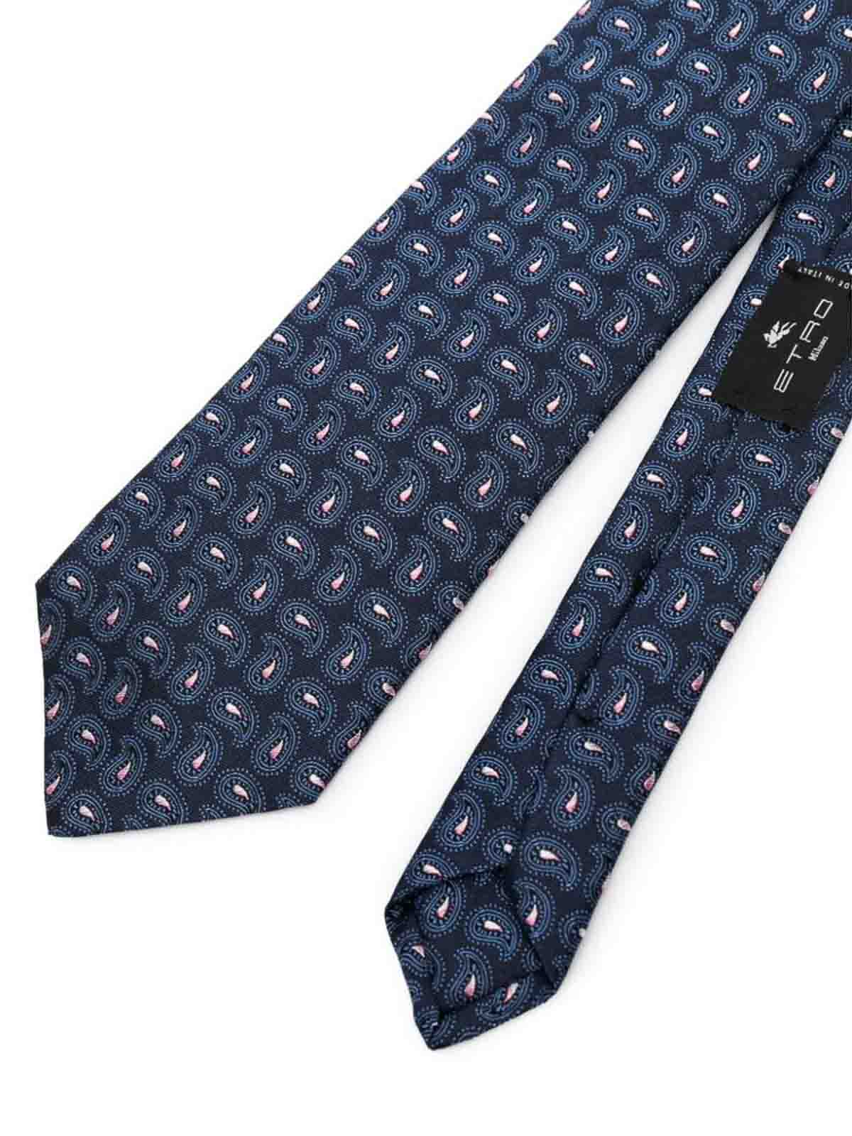Shop Etro Navy Multicolour Paisley Tie In Blue