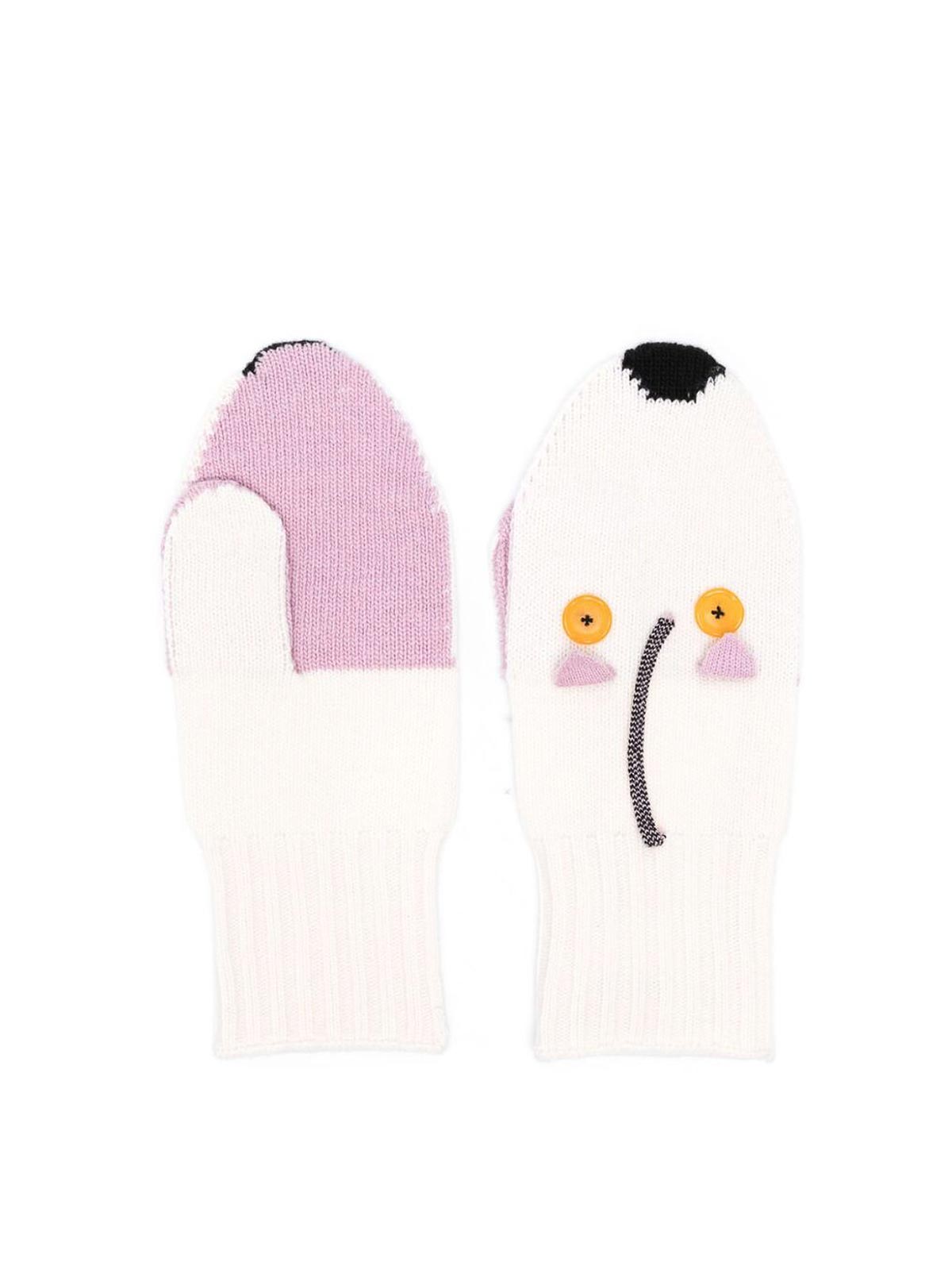 Shop Marni White Knitted Mouse Motif Gloves