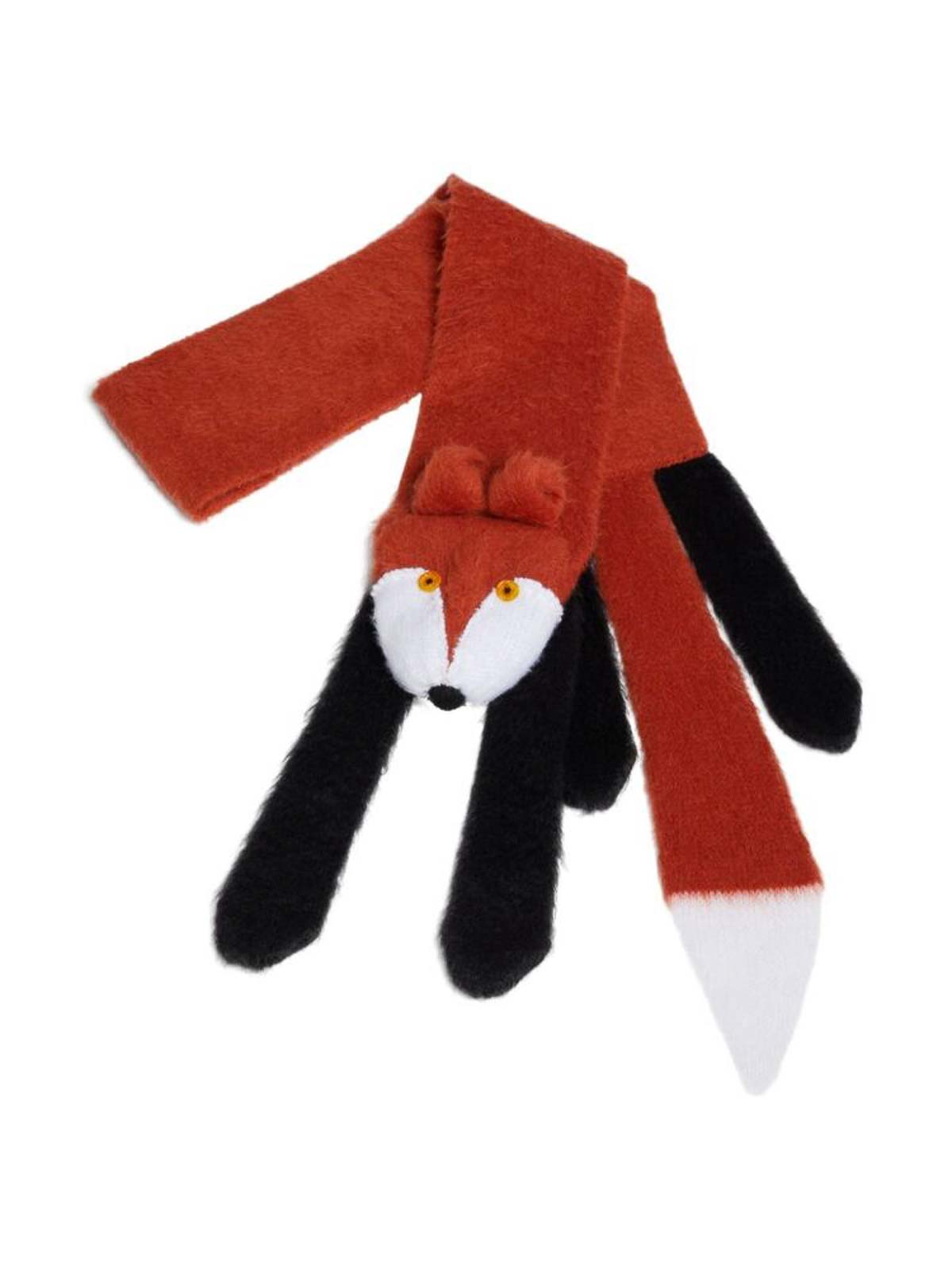 Shop Marni Fox Knitted Animal Motif Scarf In Brown