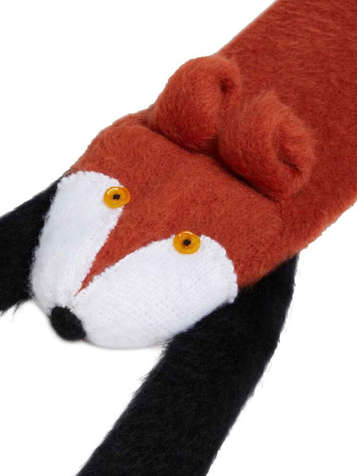 Shop Marni Fox Knitted Animal Motif Scarf In Brown