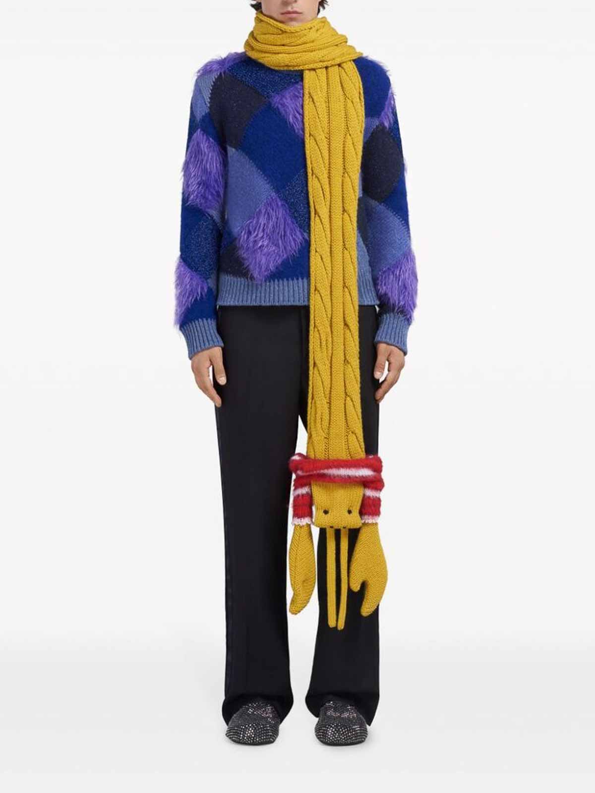 Shop Marni Mustard Chunky Cable-knit Scarf In Yellow