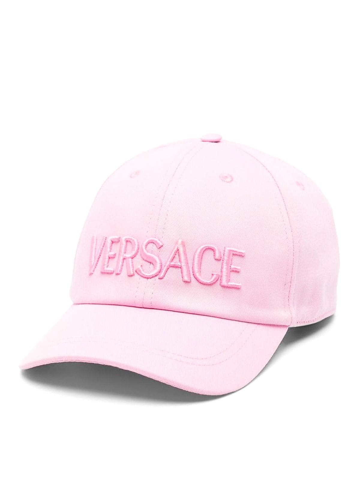 Shop Versace Rose Pink Embroidered Hat In Nude & Neutrals