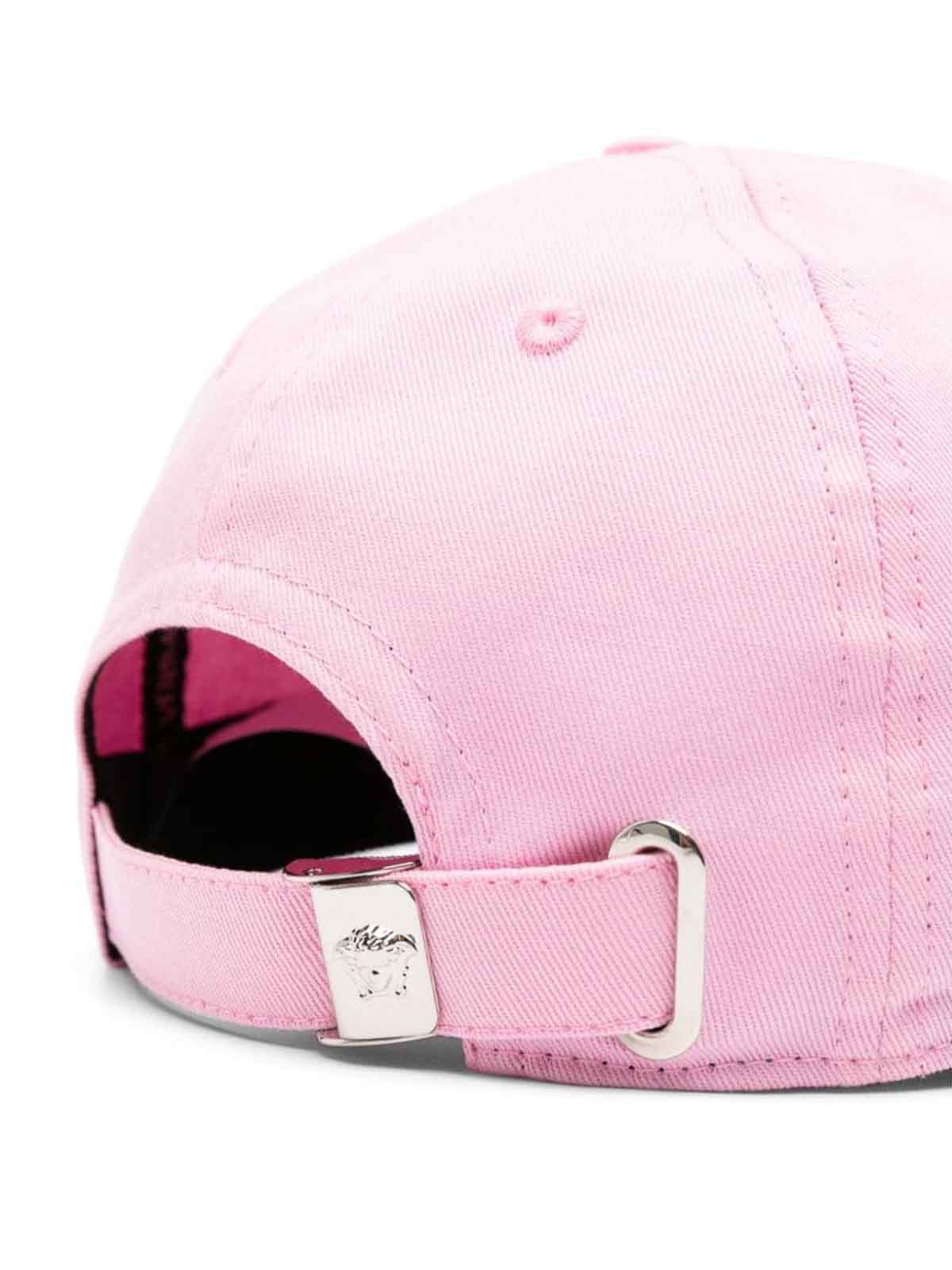 Shop Versace Rose Pink Embroidered Hat In Nude & Neutrals