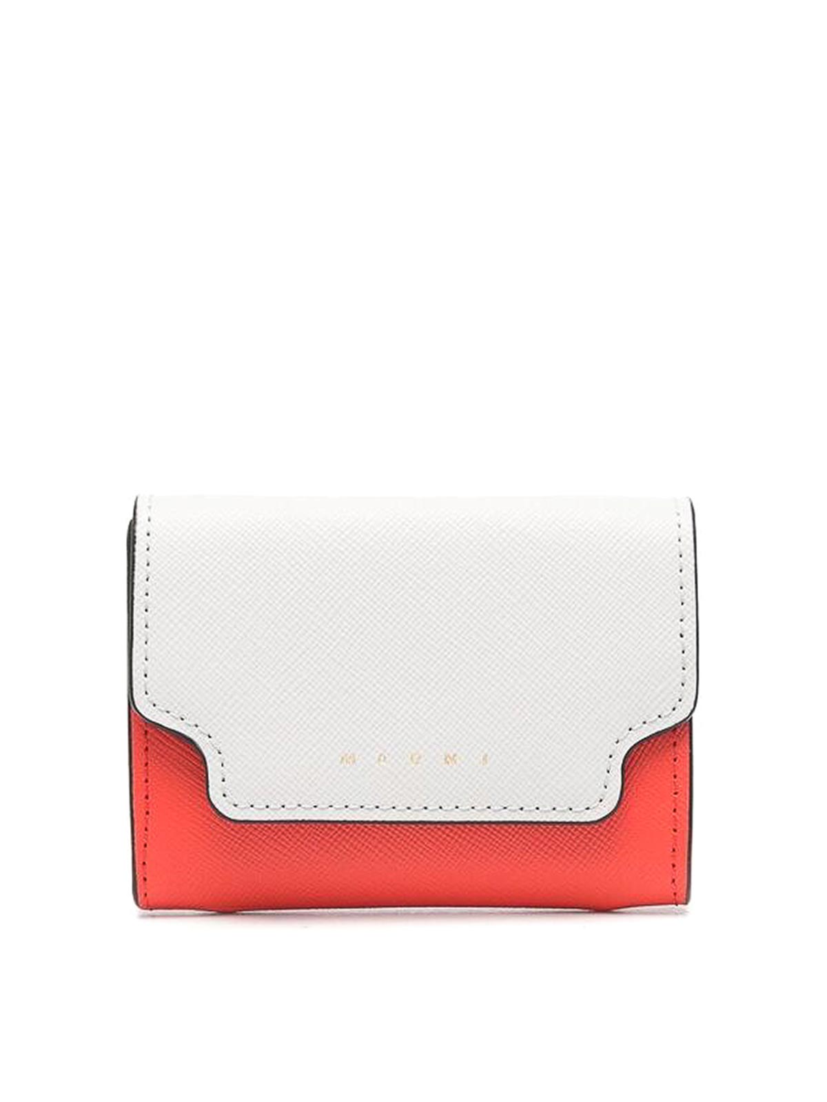 Marni Two-tone Leather Wallet In Grey