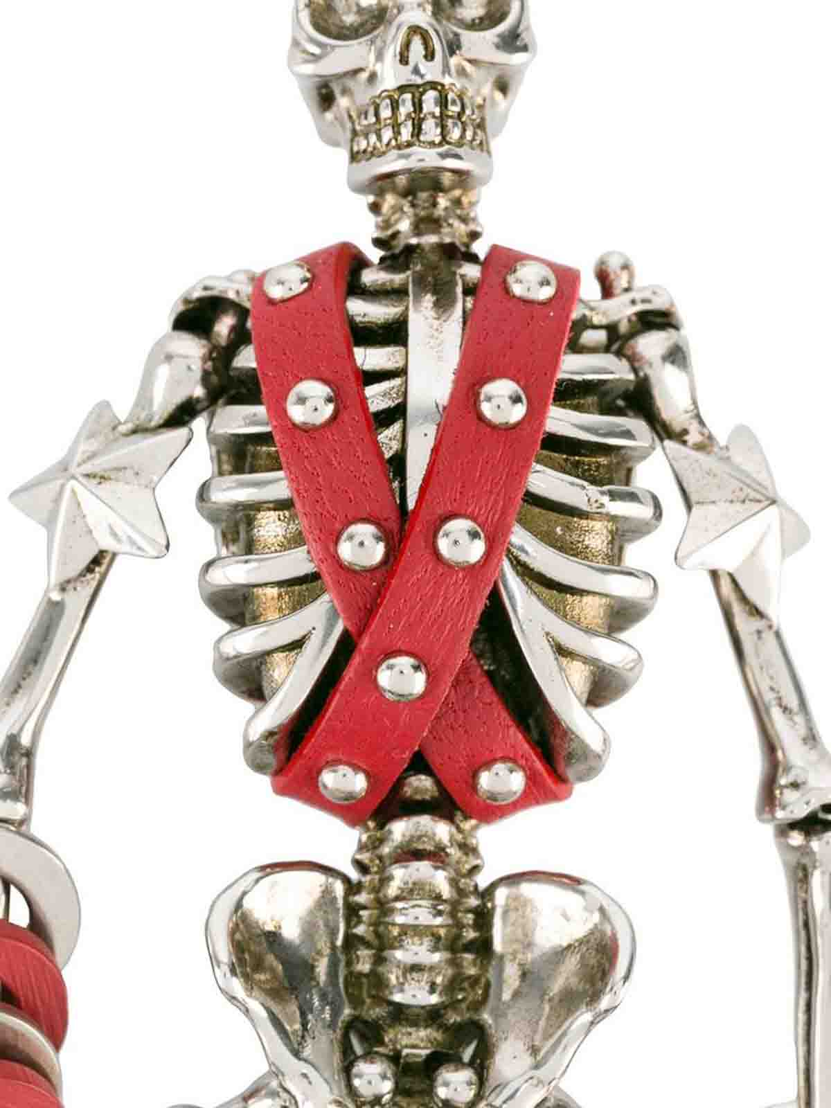 Alexander Mcqueen Gothic skeleton keyring - Red|456824AM0QY6200
