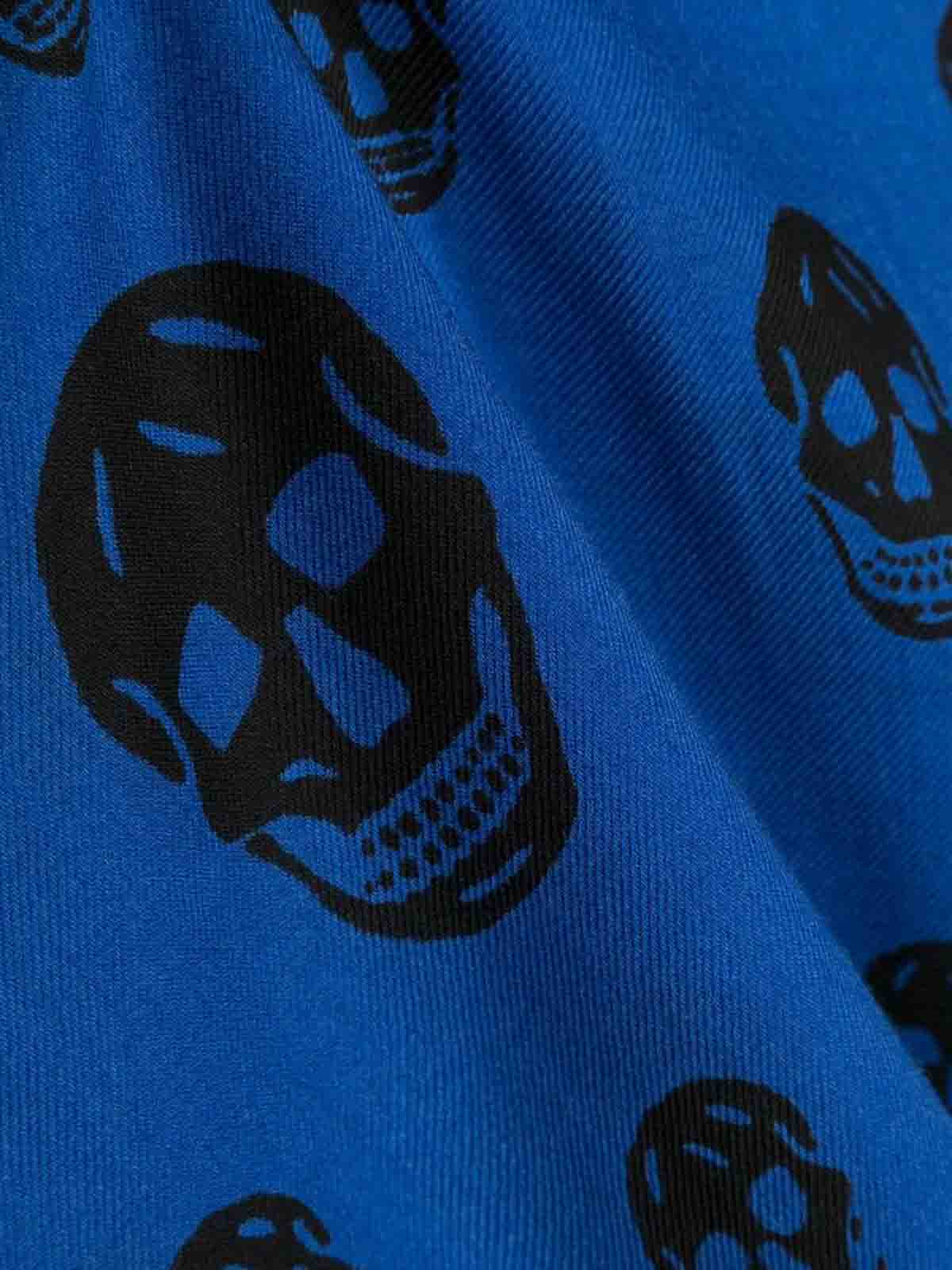 Shop Alexander Mcqueen Skull-print Scarf In Dark Blue