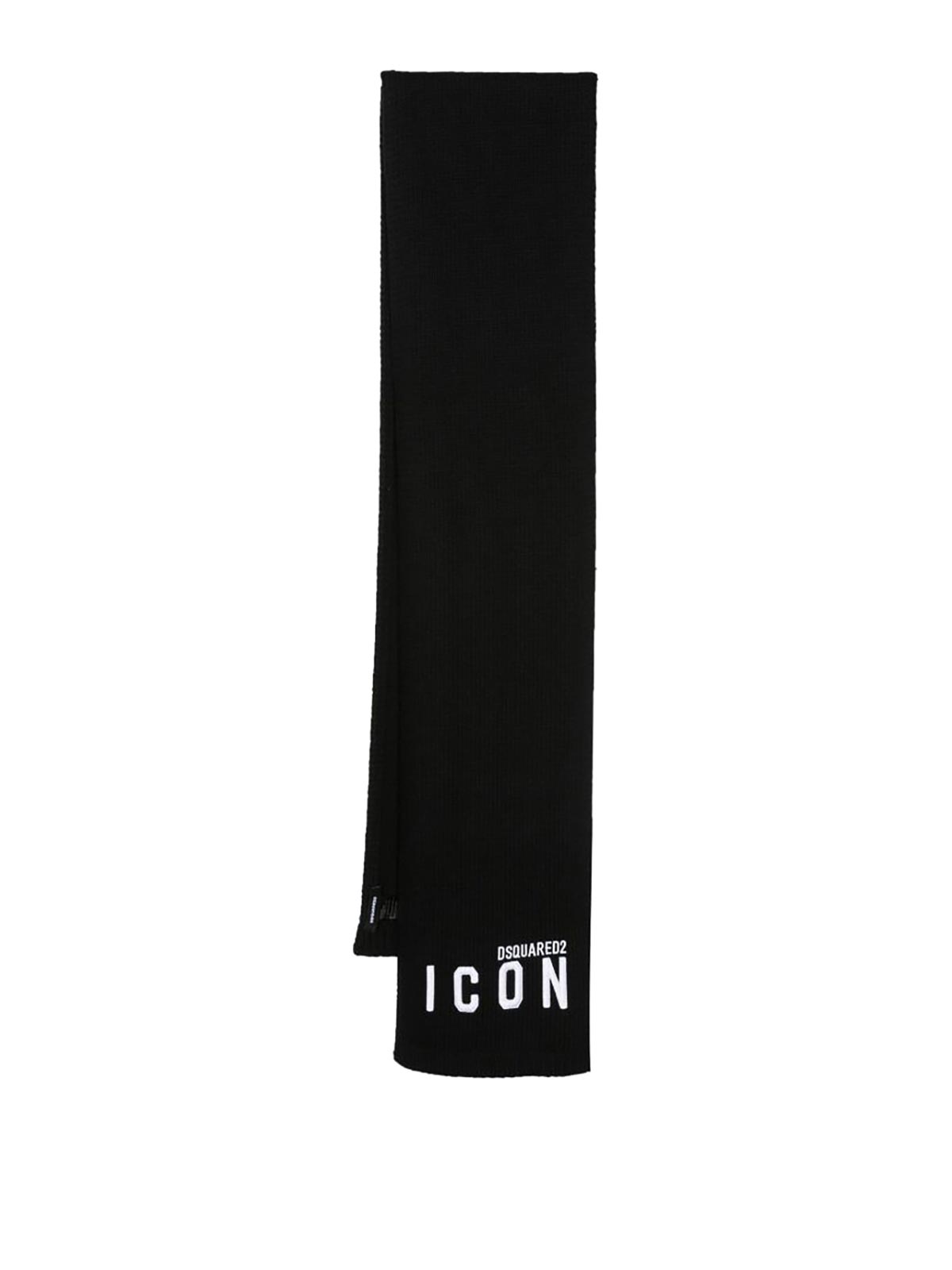 Shop Dsquared2 Icon-print Knit Scarf In Black