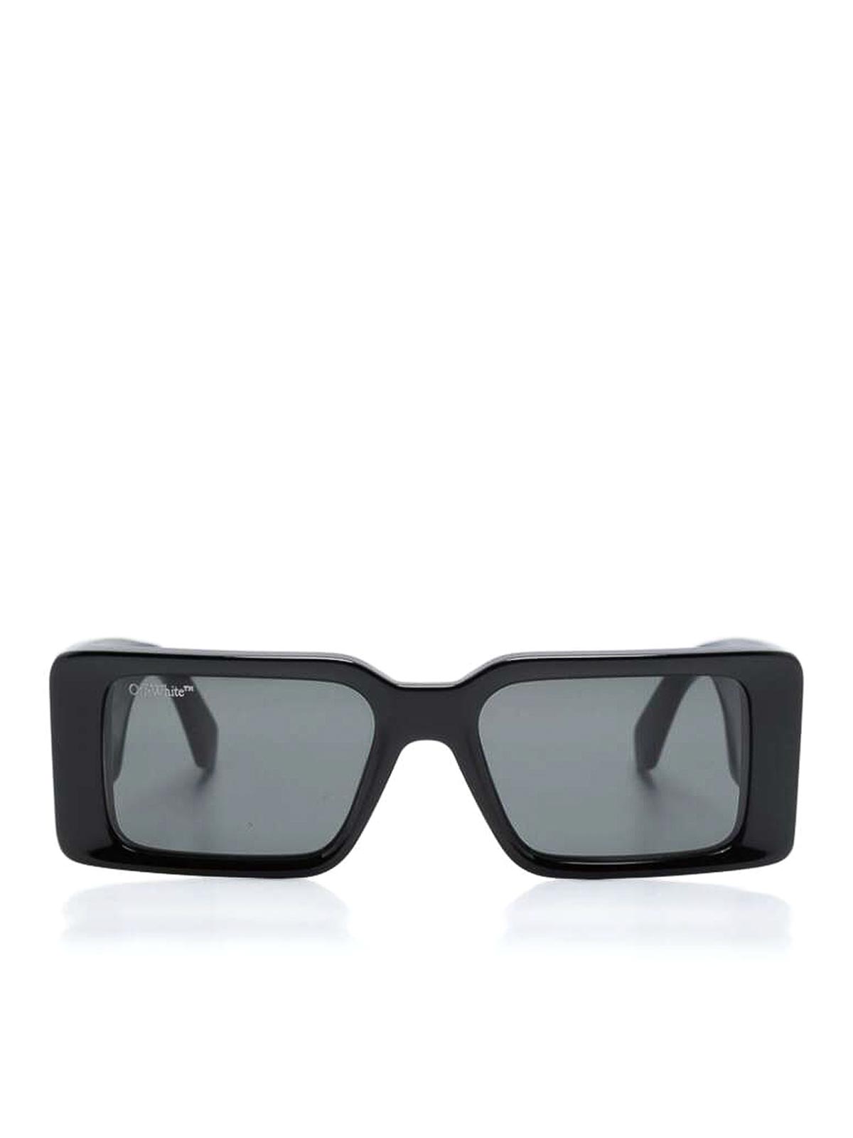 Off-white Logo-engraved Rectangle-frame Sunglasses In Black