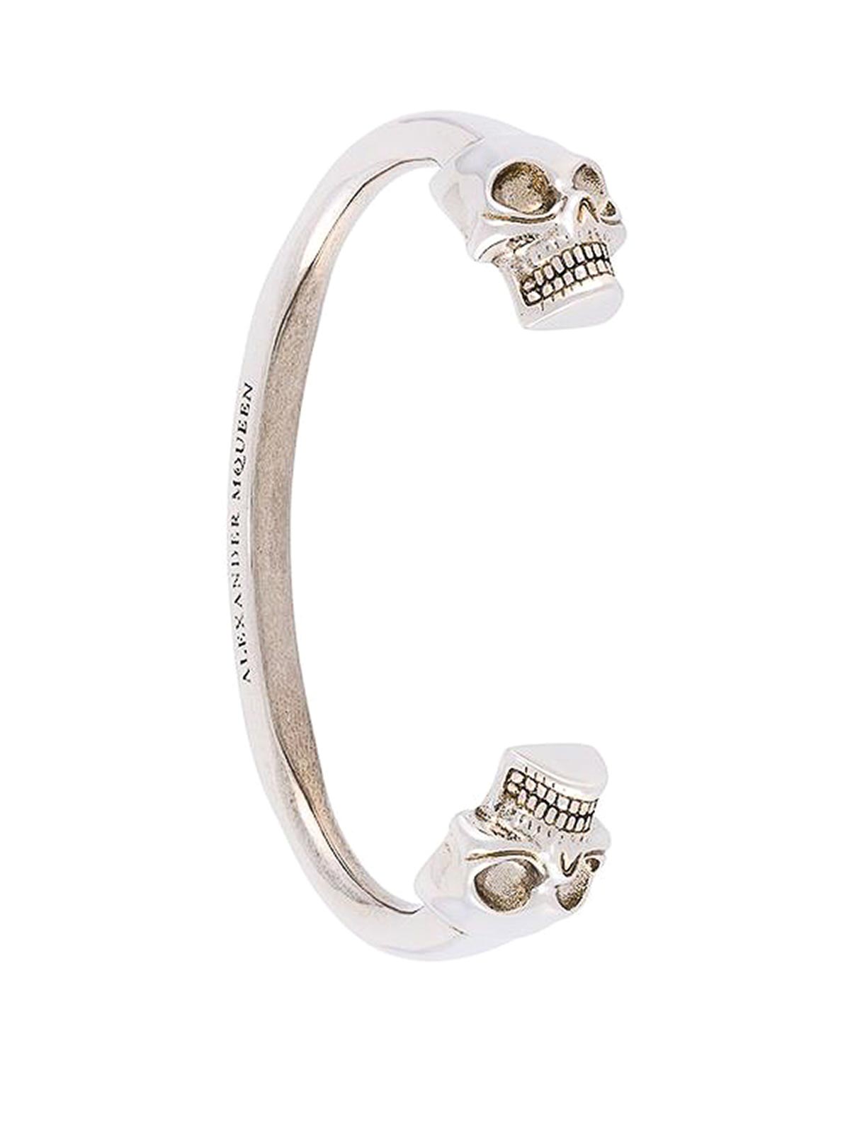 Alexander Mcqueen Silver-tone twin skull bracelet|388039J160Y0911
