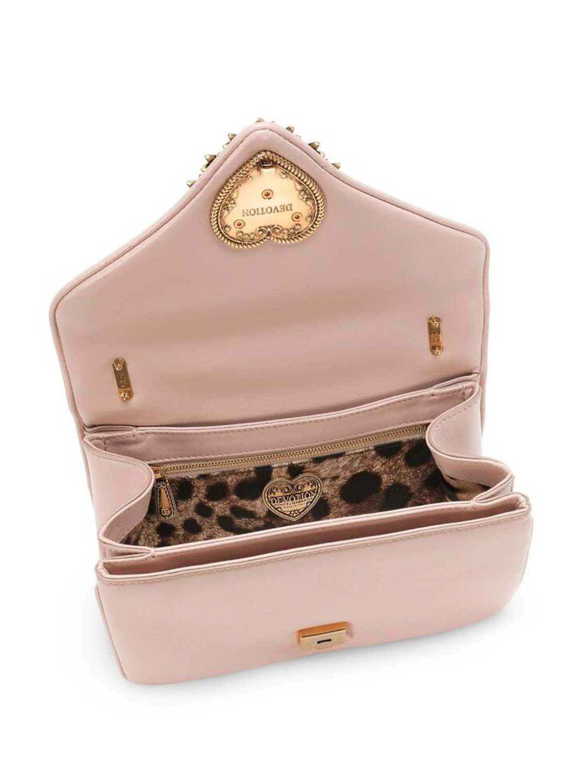 Shop Dolce & Gabbana Pink Leopard Print Chain Bag In Nude & Neutrals