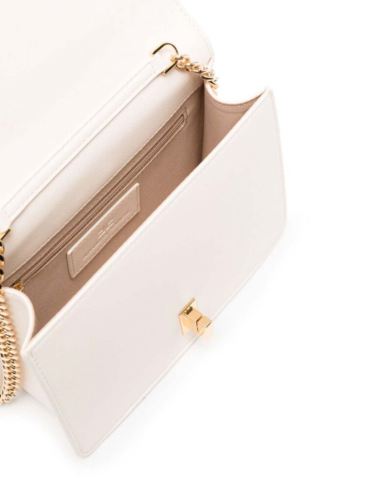 Shop Elisabetta Franchi Beige Turn-clasp Chain Bag