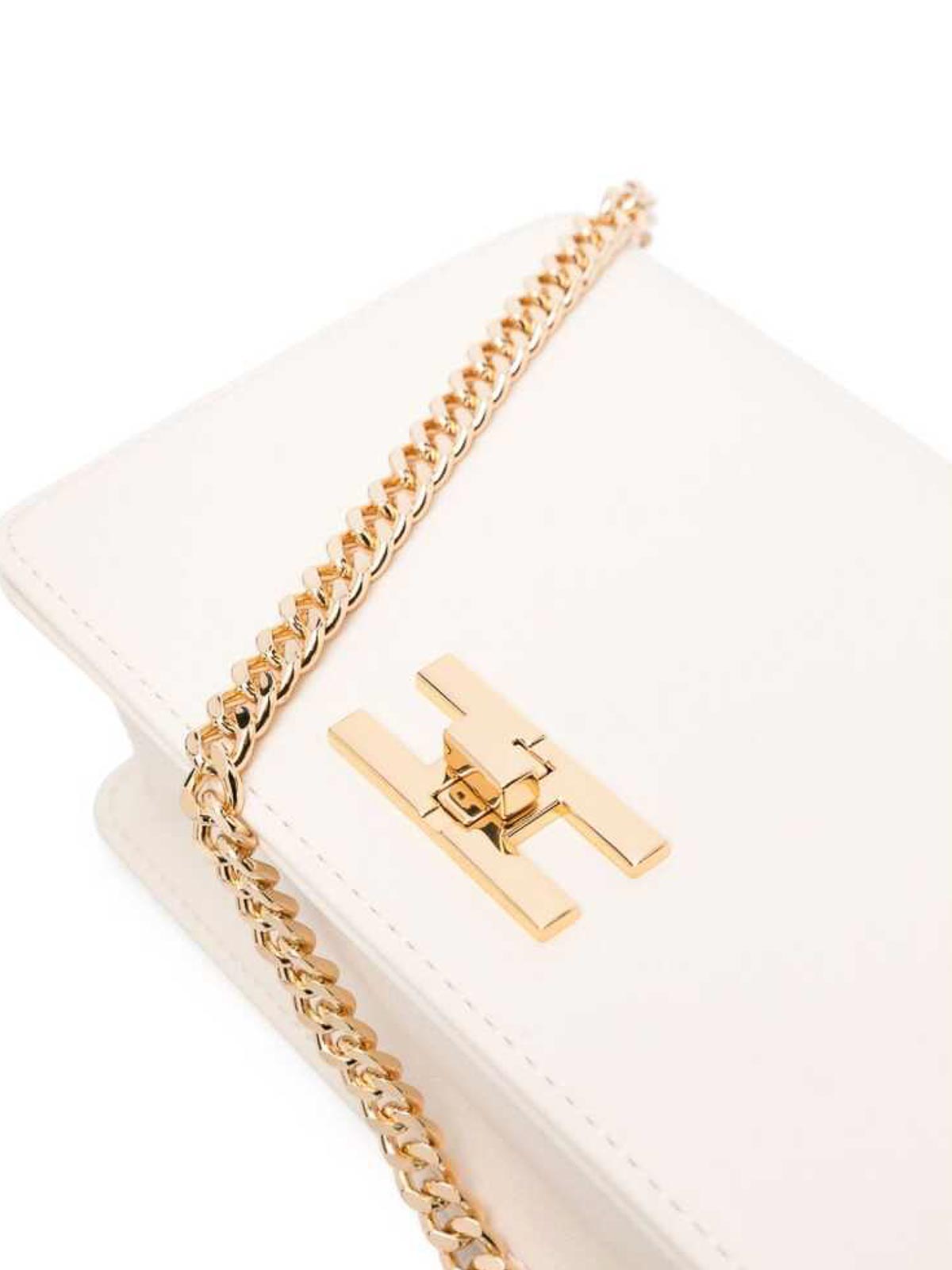 Shop Elisabetta Franchi Beige Turn-clasp Chain Bag