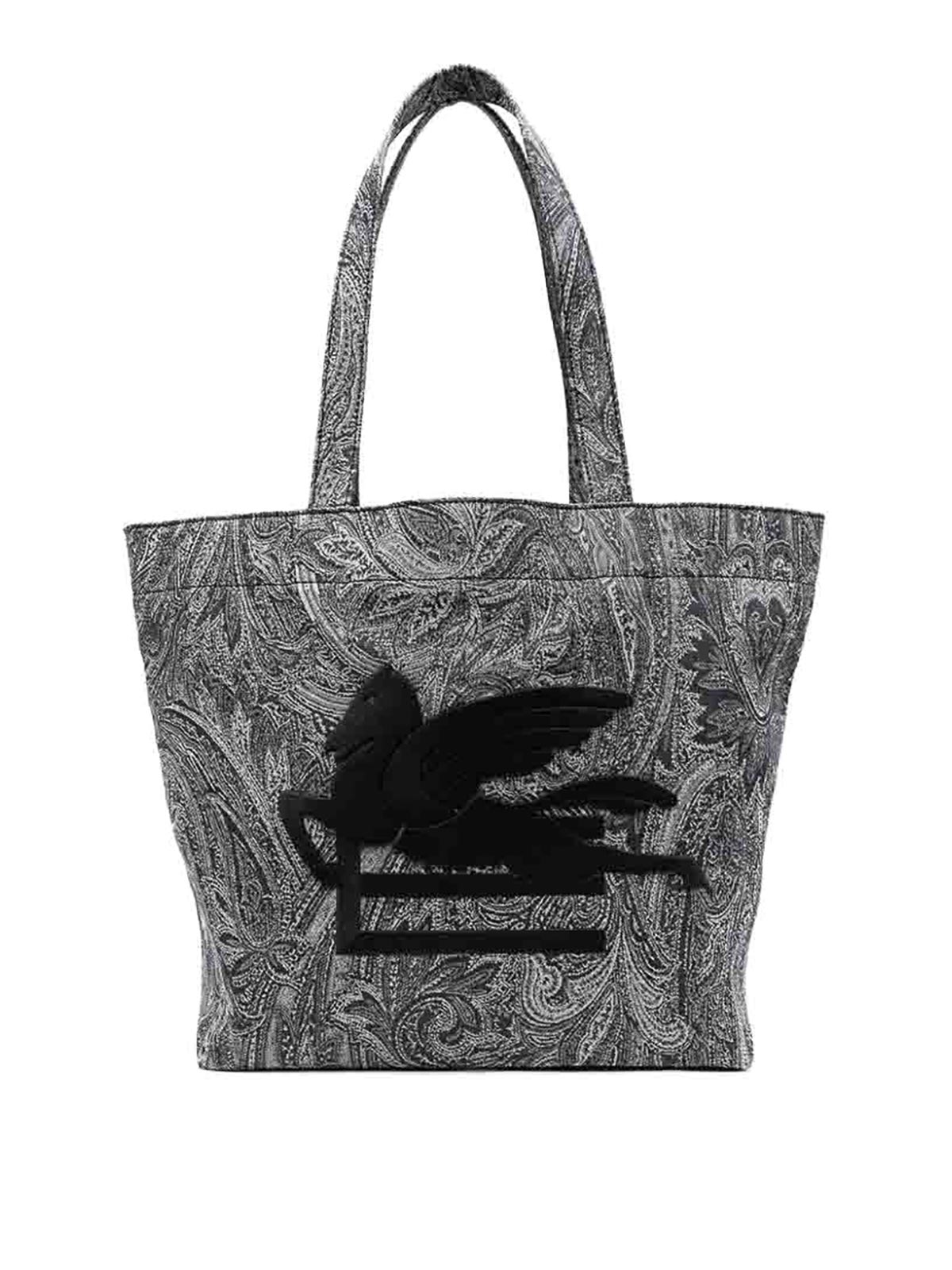 Shop Etro Black/grey Paisley Jacquard Bag