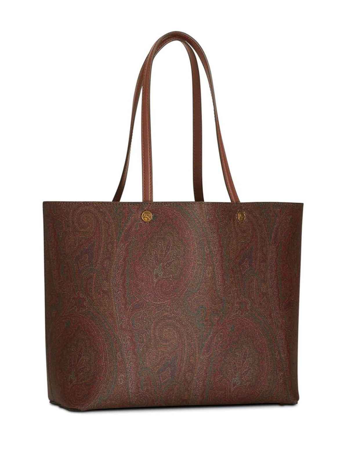Shop Etro Chocolate Paisley Print Bag In Brown