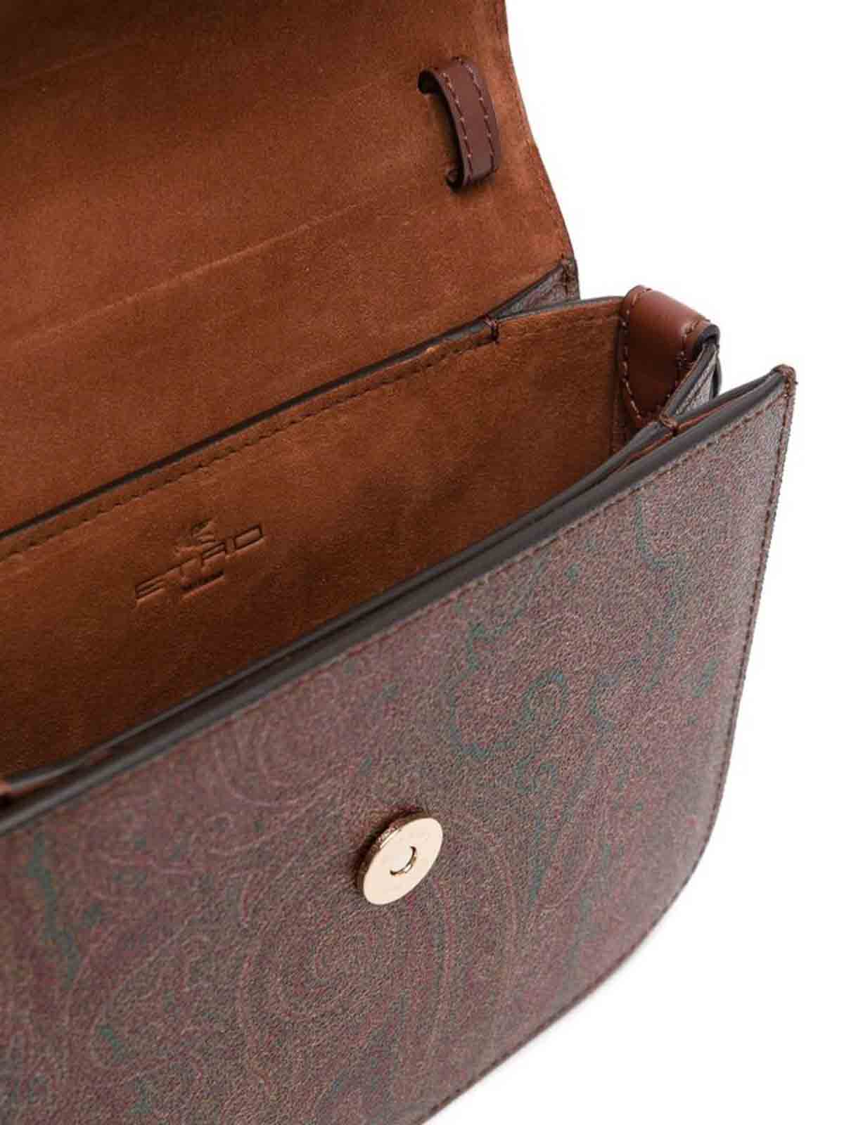 Shop Etro Brown Paisley Print Shoulder Bag