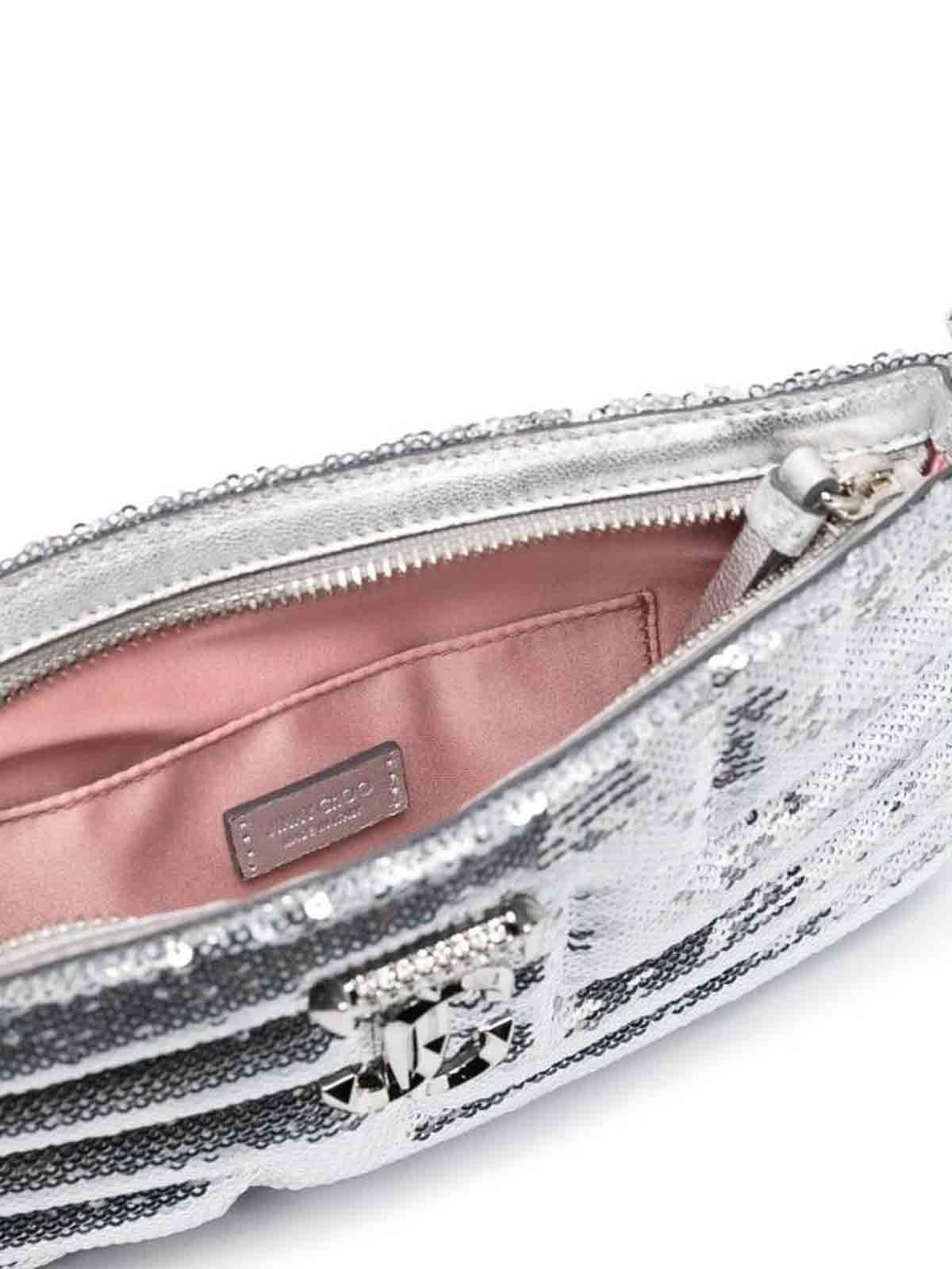 Shop Jimmy Choo Silver Sequin Embellished Bag