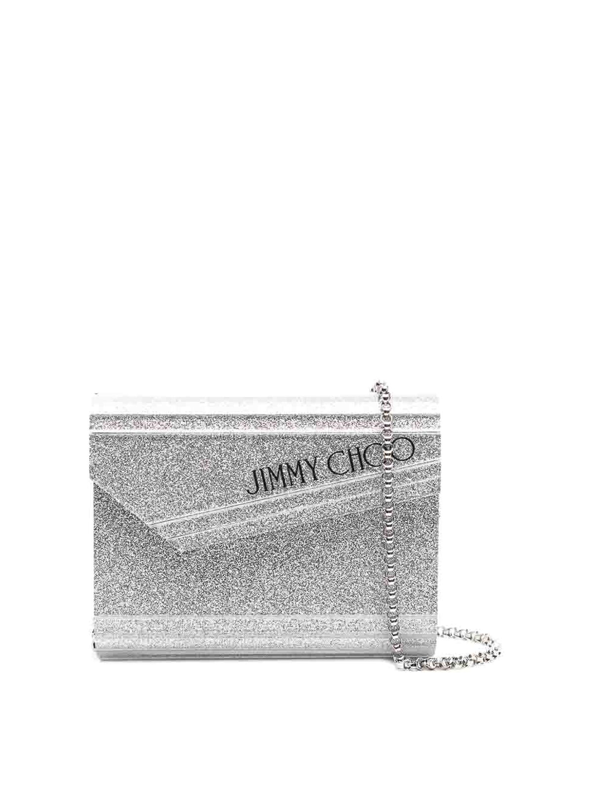 Shop Jimmy Choo Silver Envelope Clutch In Grey