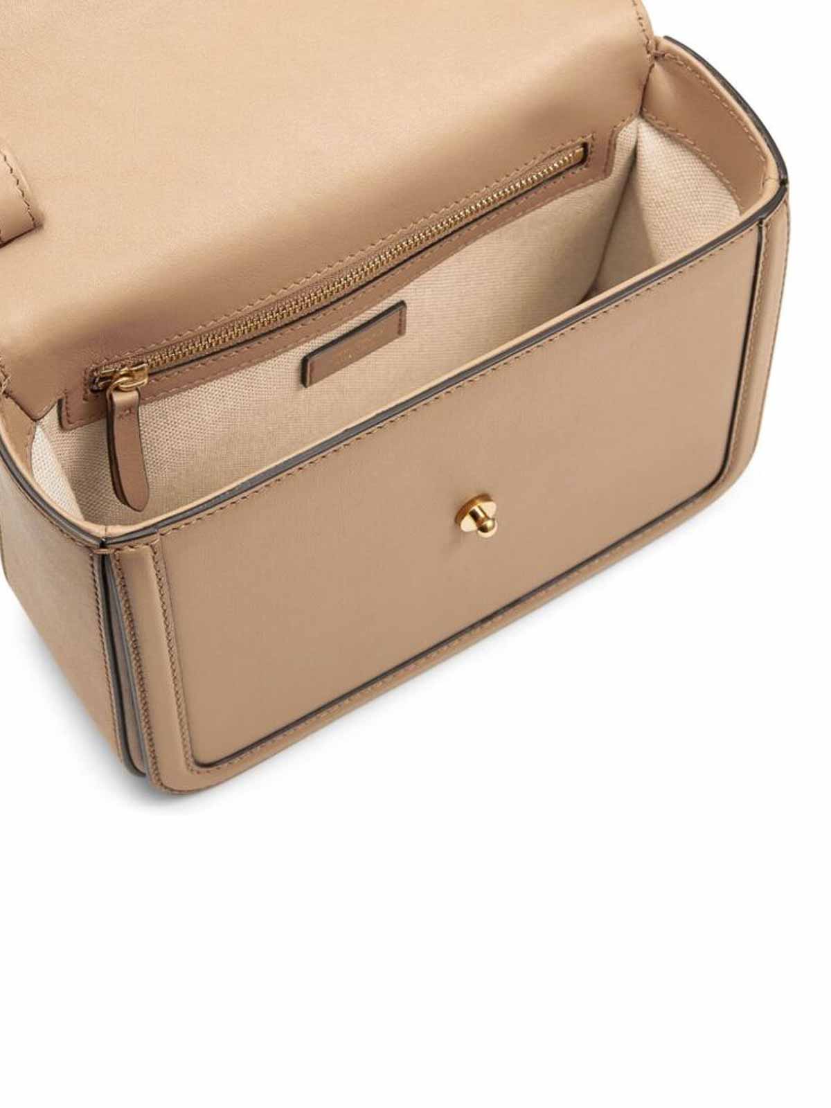 Shop Jimmy Choo Beige Gold-tone Logo Shoulder Bag