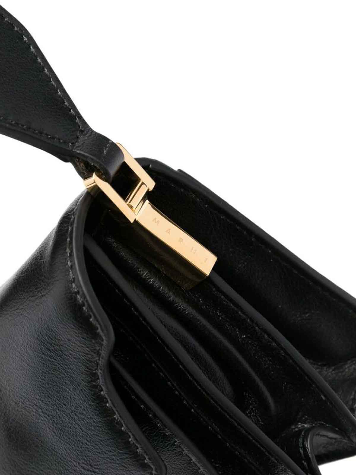 Shop Marni Black Logo Buckle Shoulder Bag