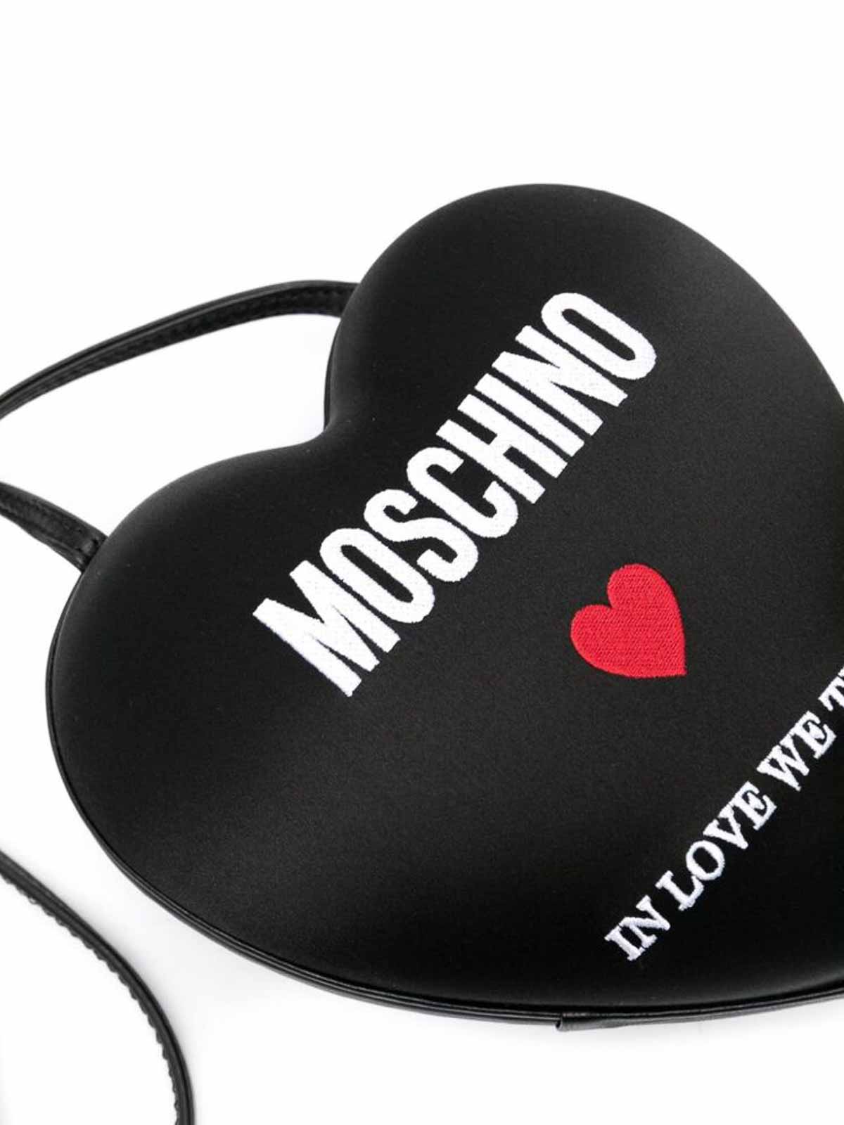 Shop Moschino Black Heart Cut Shoulder Bag