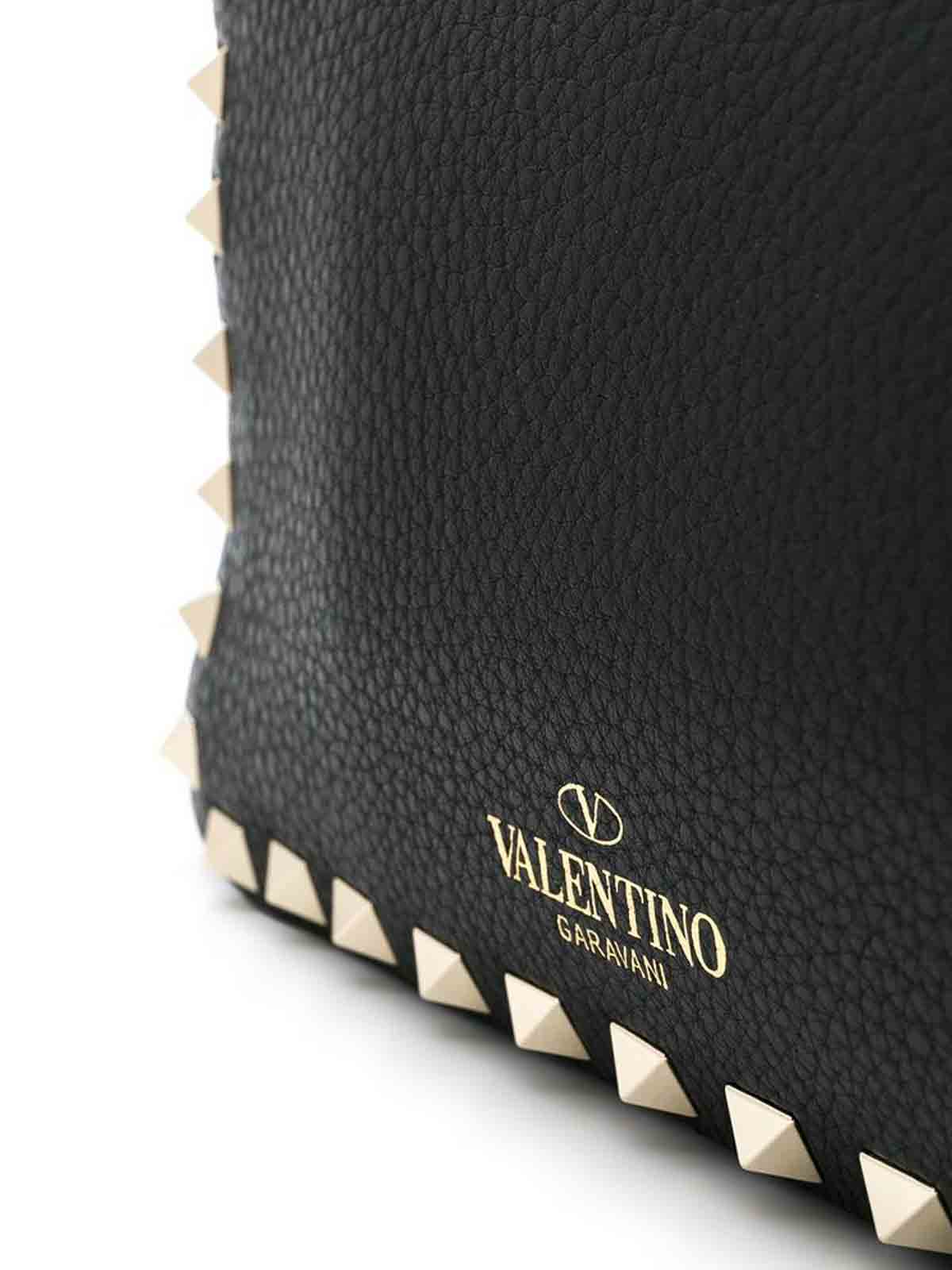 Shop Valentino Black Rockstud Crossbody Bag