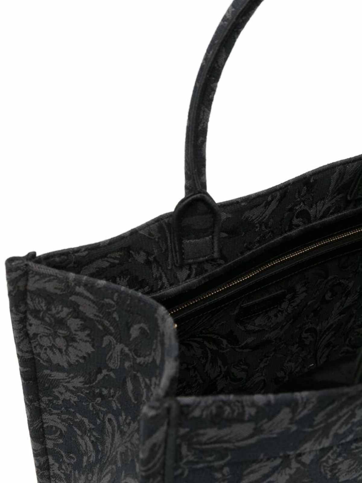 Shop Versace Large Barocco Athena Tote Bag In Black