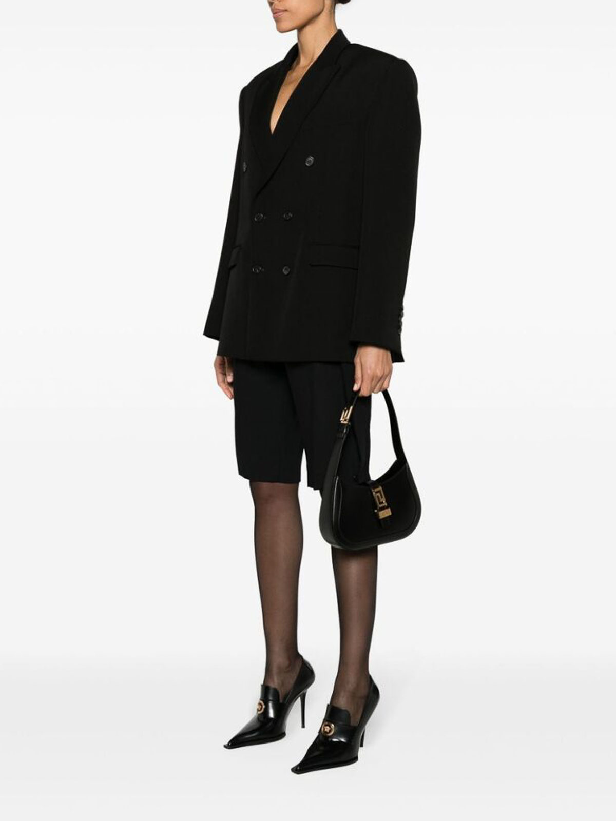 Shop Versace La Greca Bag In Black