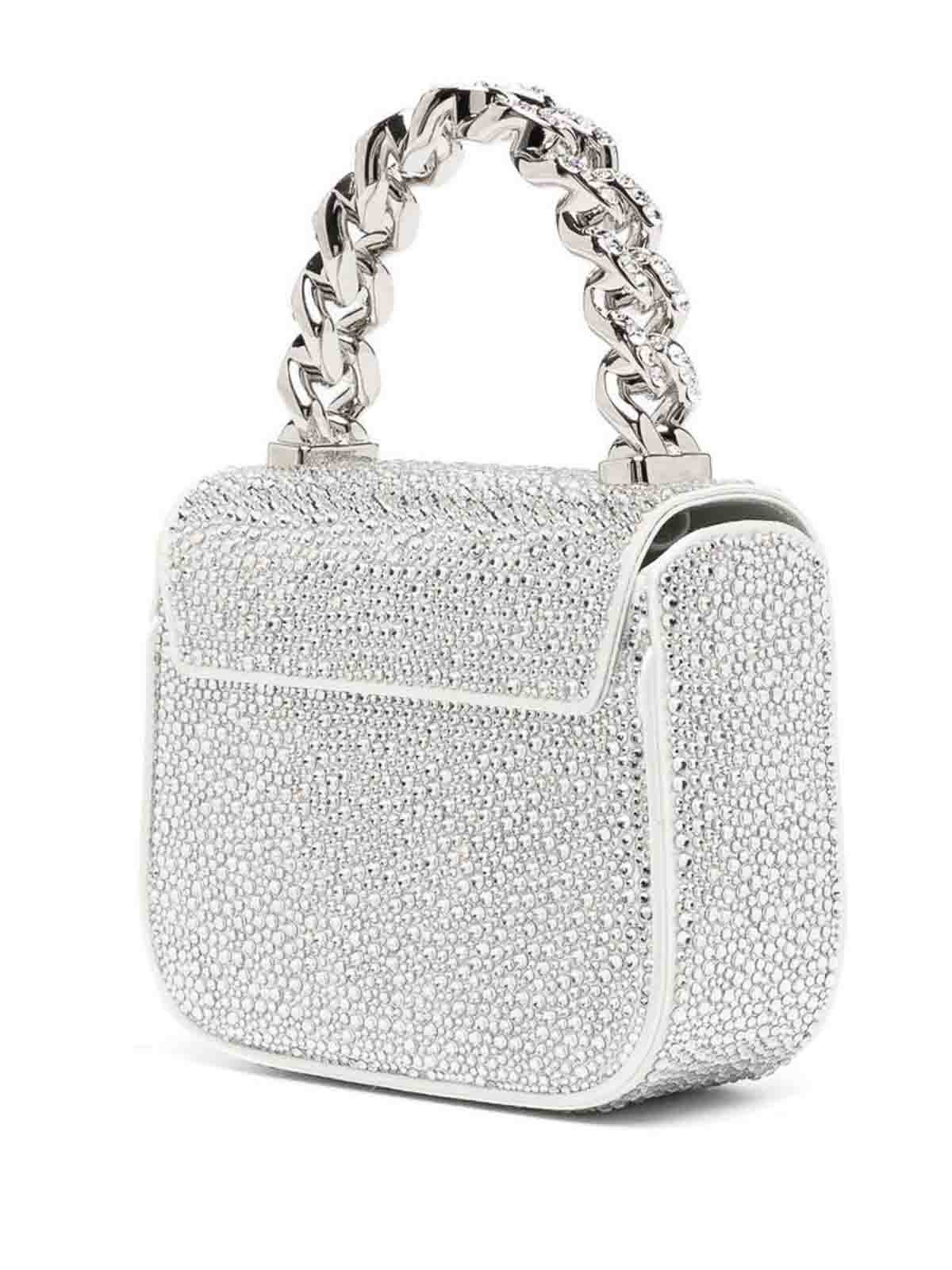 Shop Versace La Medusa Mini Silver-tone Bag