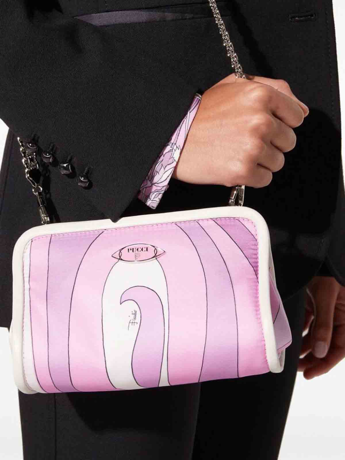 Shop Emilio Pucci Binding Marmo-print Clutch Bag In White