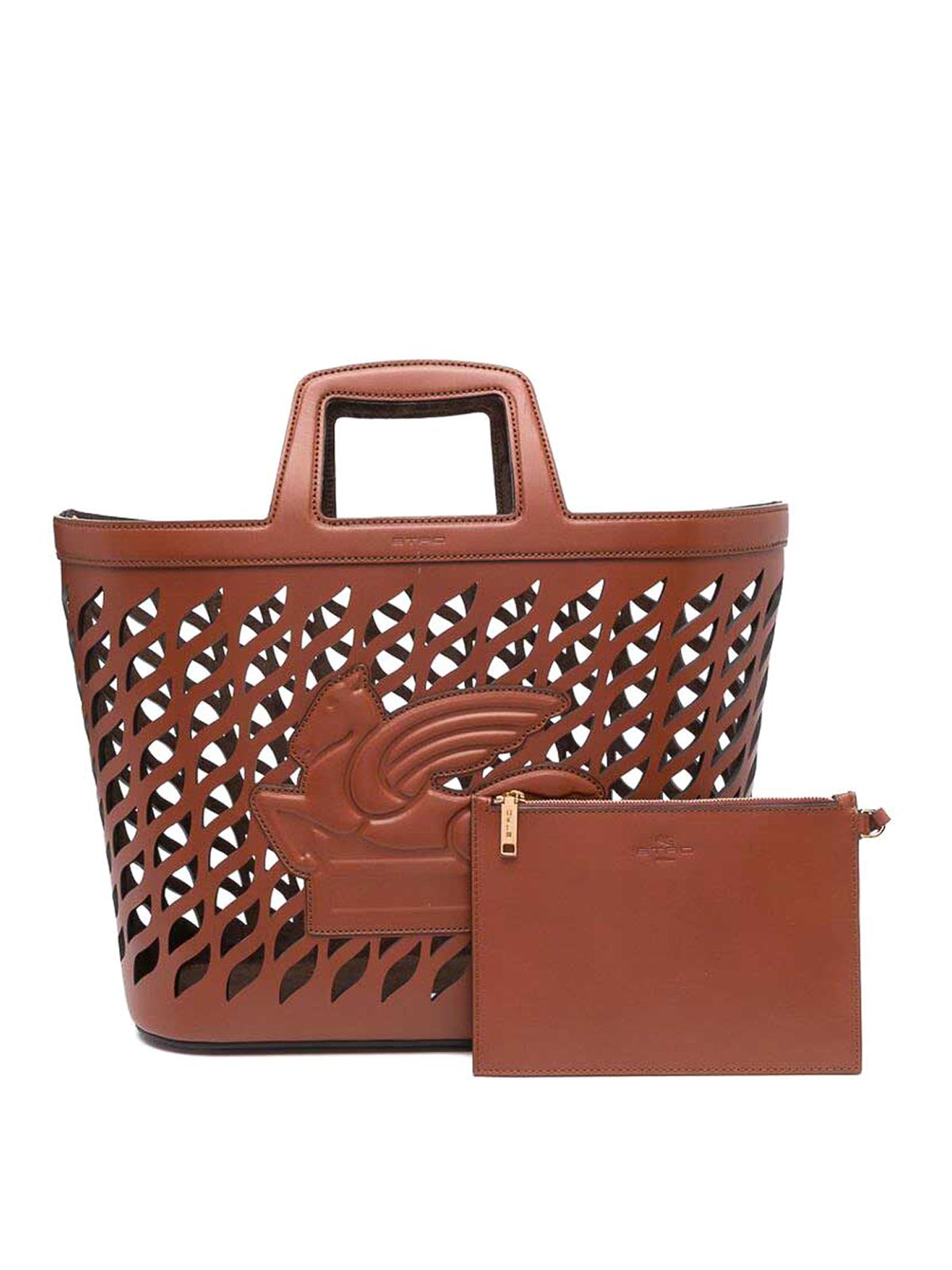 Shop Etro Pegasus Shopping Bag In Brown