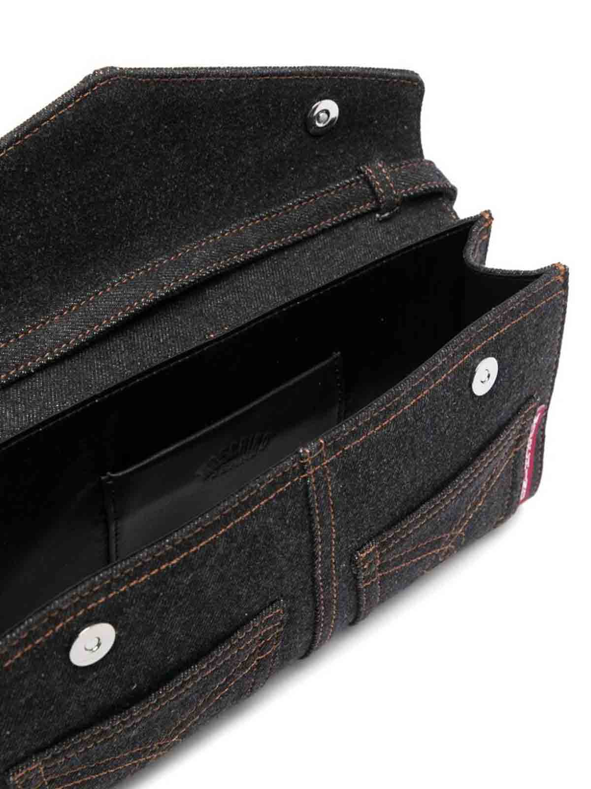 Shop Moschino Black Denim Stitching Jeans Bag