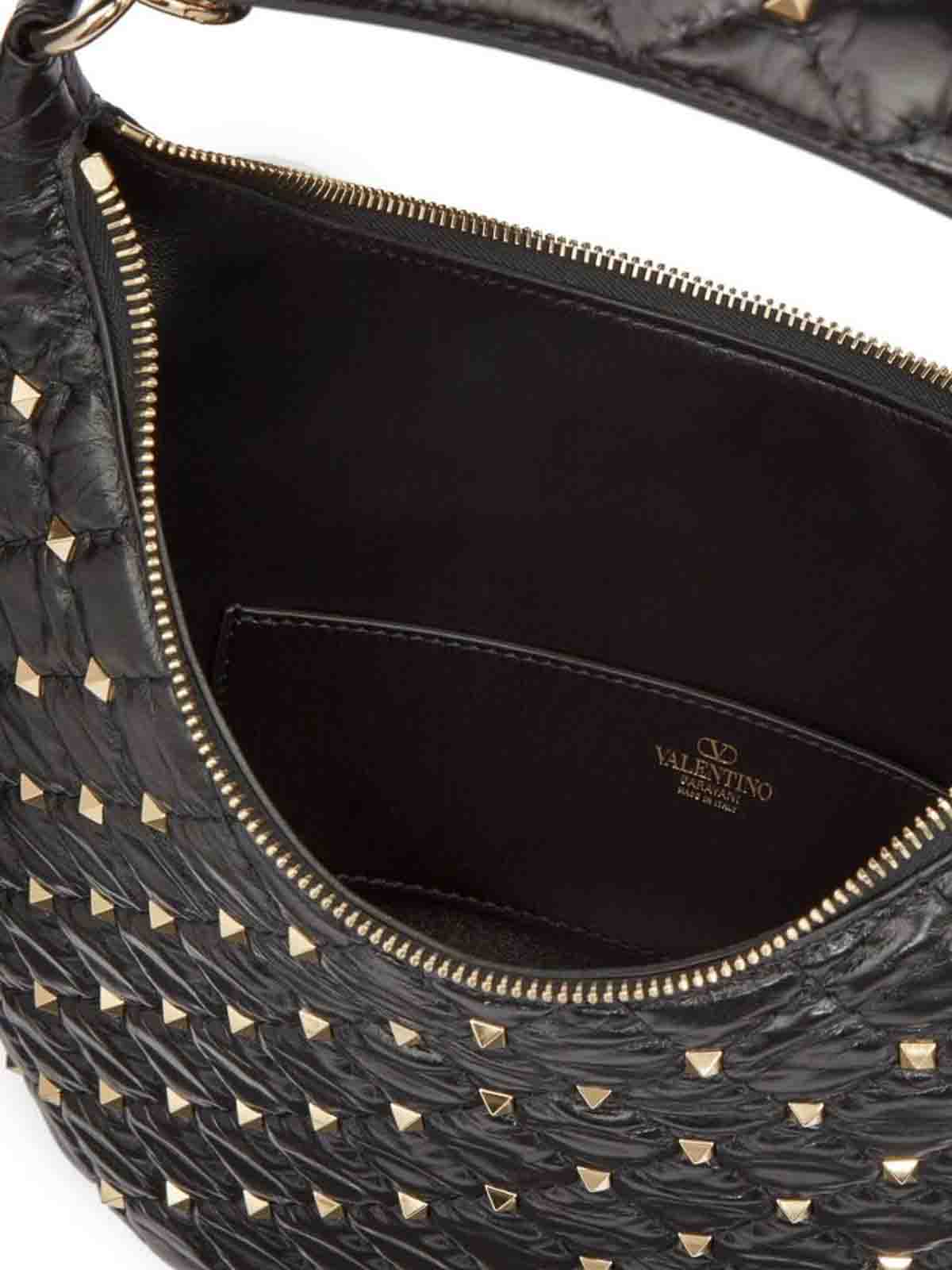 Shop Valentino Roman Stud Crossbody Bag In Black