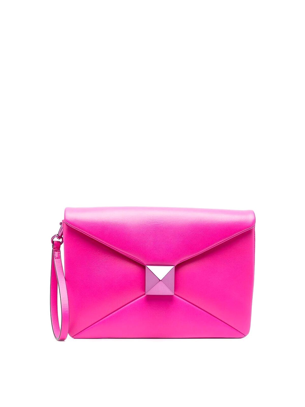 Valentino Garavani One Stud Clutch Bag In Fuchsia Pink