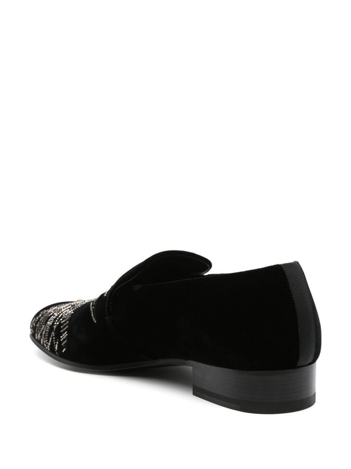 Shop Alexander Mcqueen Black Embellished Bead Trim Slip-on Shoes
