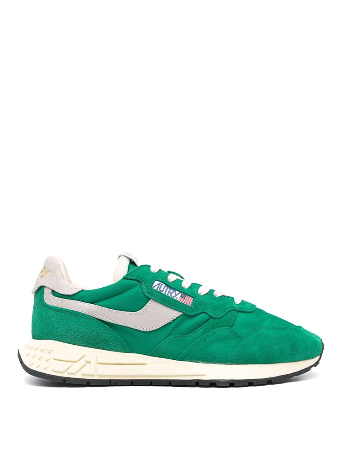 Shop Autry Pannelled Sneakers In Green