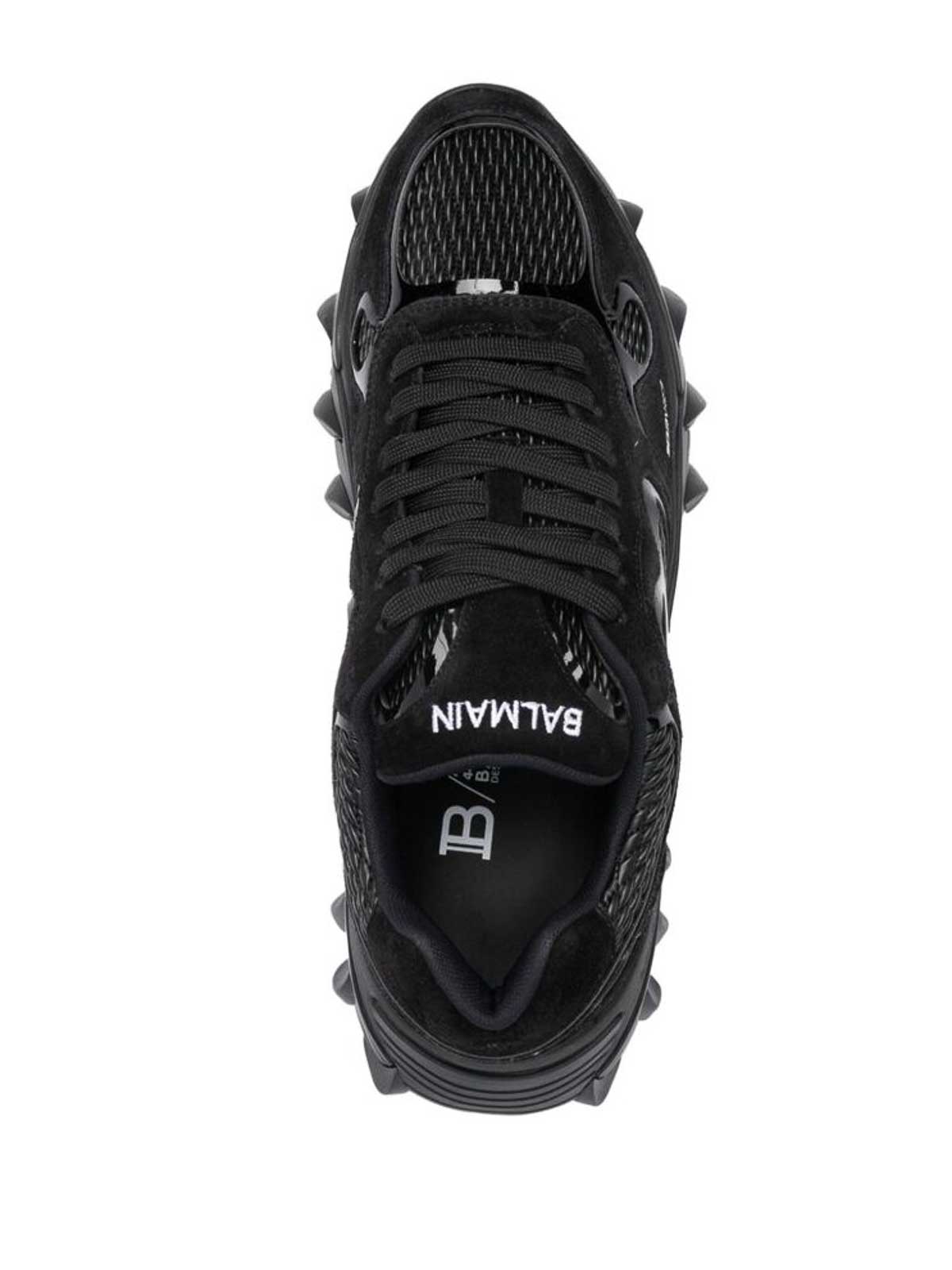Shop Balmain Leather Sneakers In Black