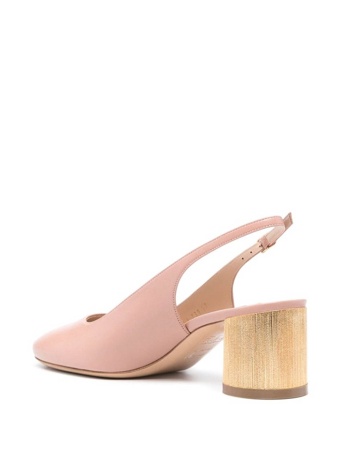 Shop Casadei Light Pink Mid Sculpted Slingback Strap Shoes In Nude & Neutrals