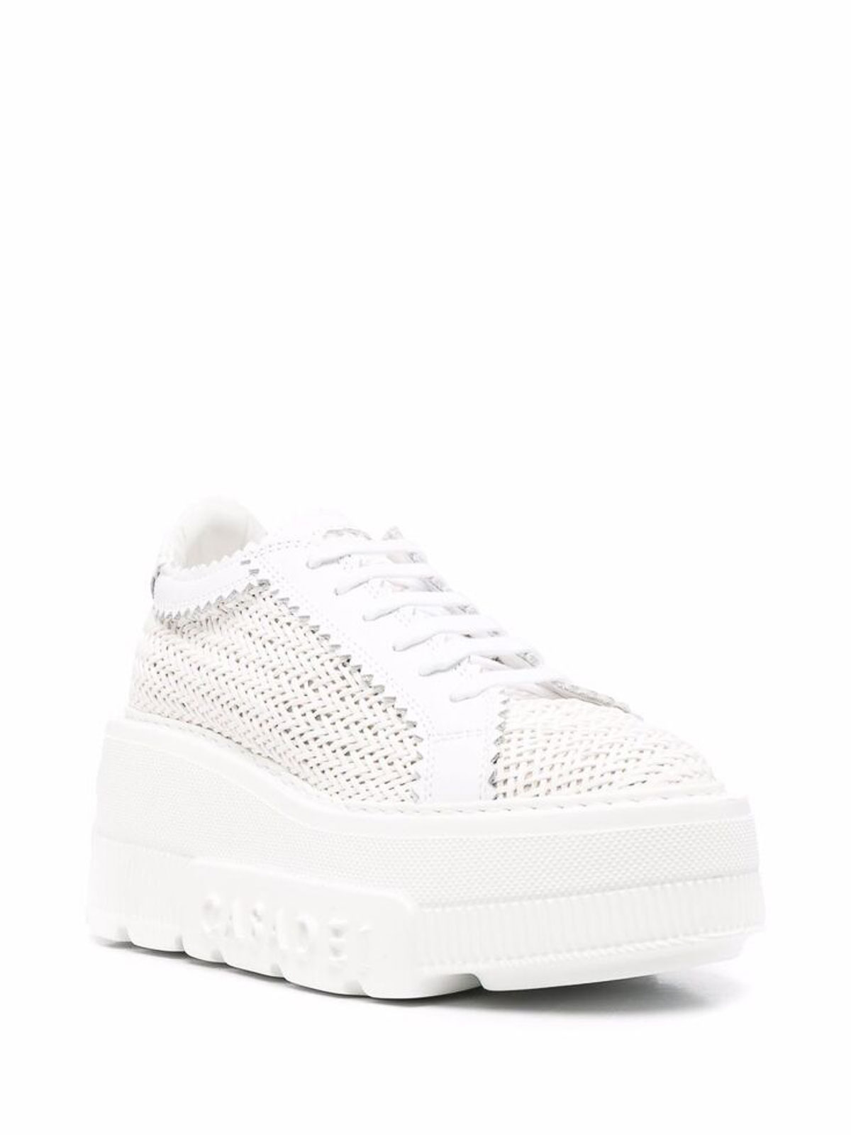 Shop Casadei White Low-top Sneakers With Interwoven Design