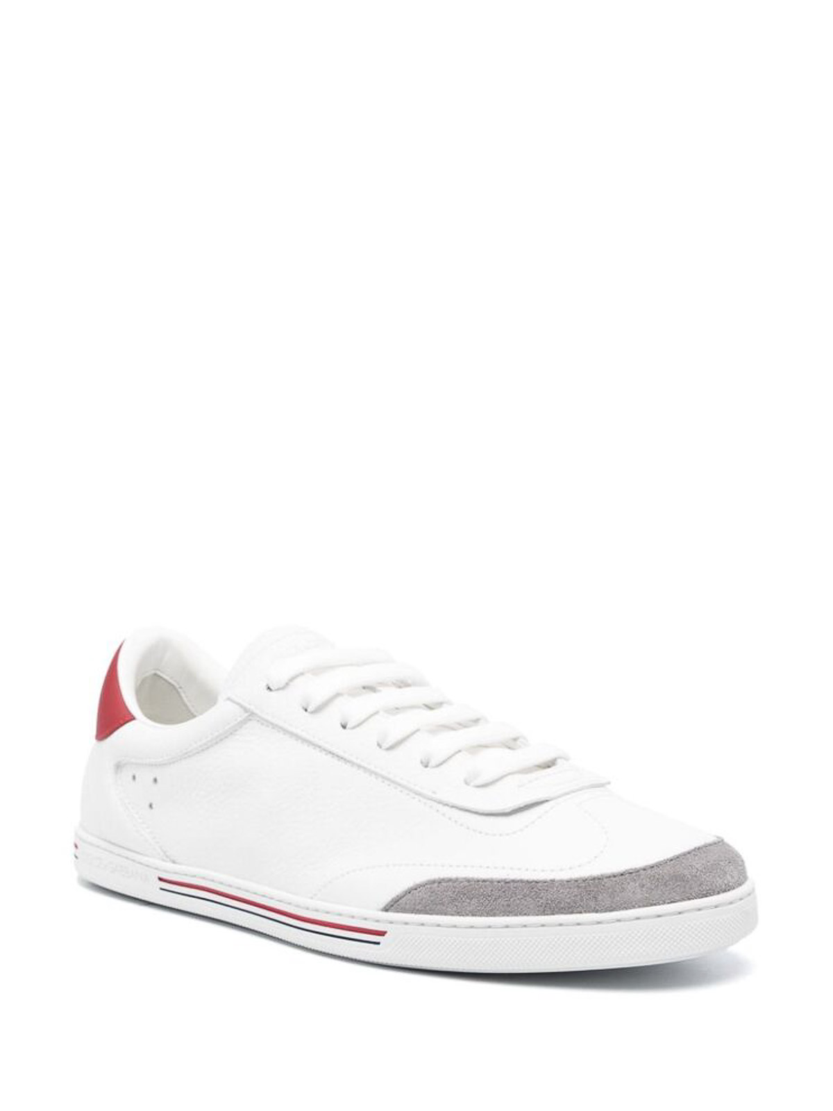 Shop Dolce & Gabbana White Pebbled Texture Panelled Lace-up Shoes