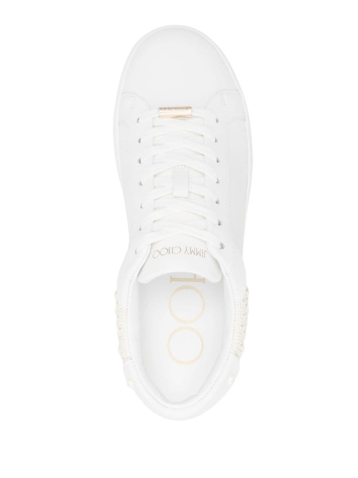 Shop Jimmy Choo White Faux-pearl Embellishment Sneakers