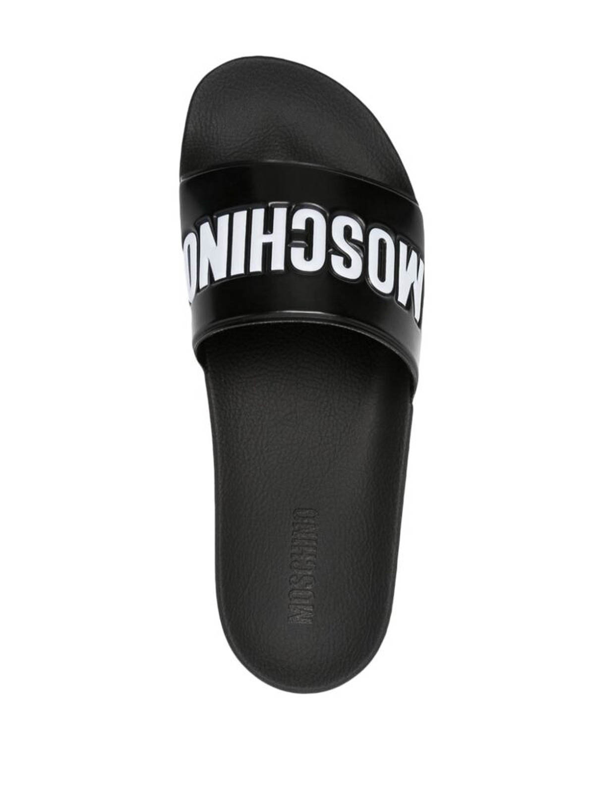 Shop Moschino Black Embossed Logo Sandals