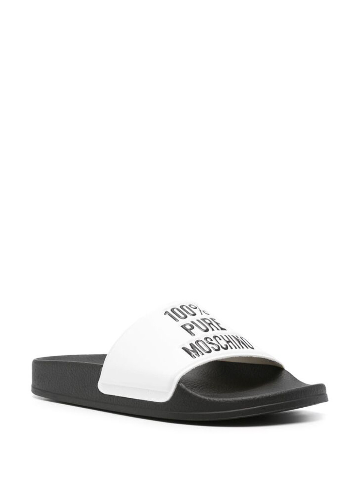 Shop Moschino Black White Faux Grained Texture Sandals